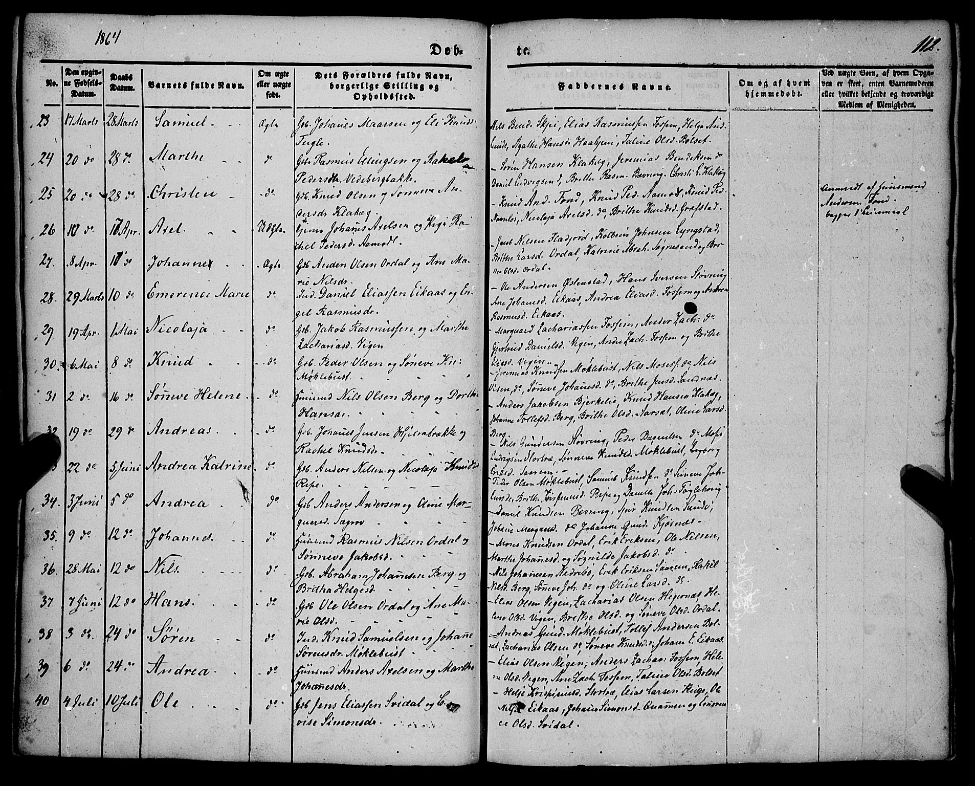 Jølster sokneprestembete, SAB/A-80701/H/Haa/Haaa/L0010: Parish register (official) no. A 10, 1847-1865, p. 112