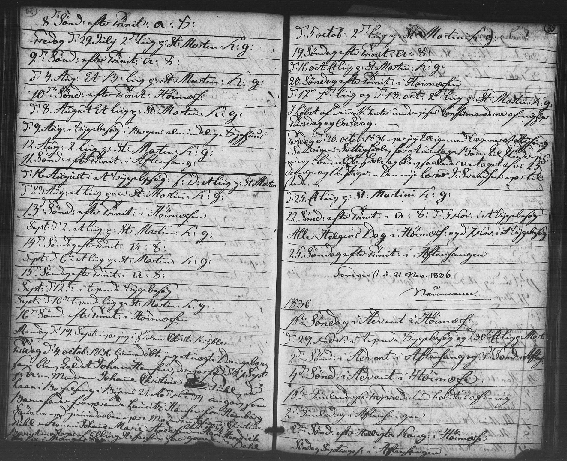 Korskirken sokneprestembete, SAB/A-76101/H/Haa/L0066: Curate's parish register no. A 1, 1826-1843, p. 35