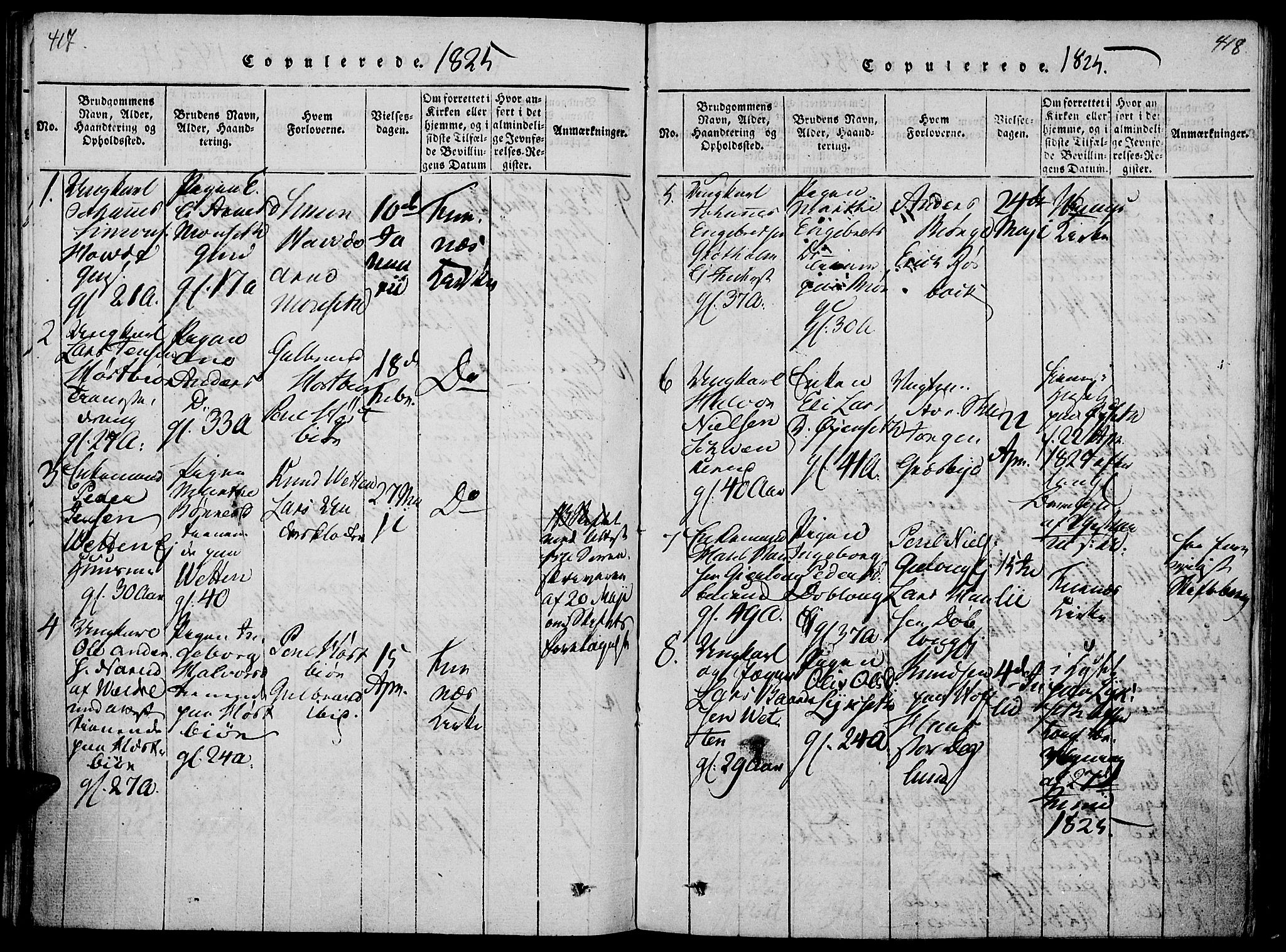 Vang prestekontor, Hedmark, SAH/PREST-008/H/Ha/Haa/L0008: Parish register (official) no. 8, 1815-1826, p. 417-418