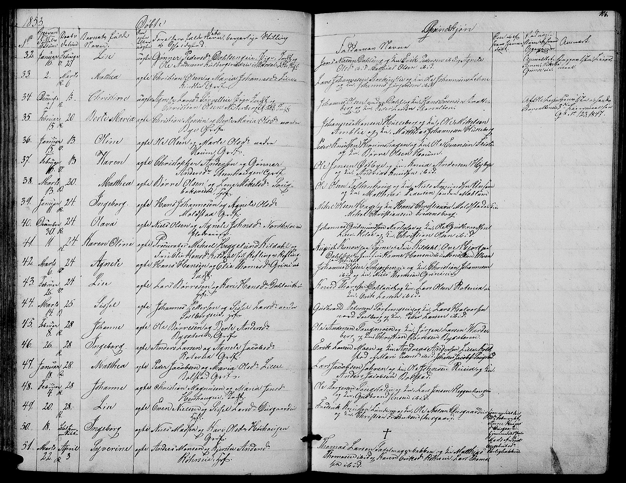 Ringsaker prestekontor, AV/SAH-PREST-014/L/La/L0006: Parish register (copy) no. 6, 1851-1860, p. 106