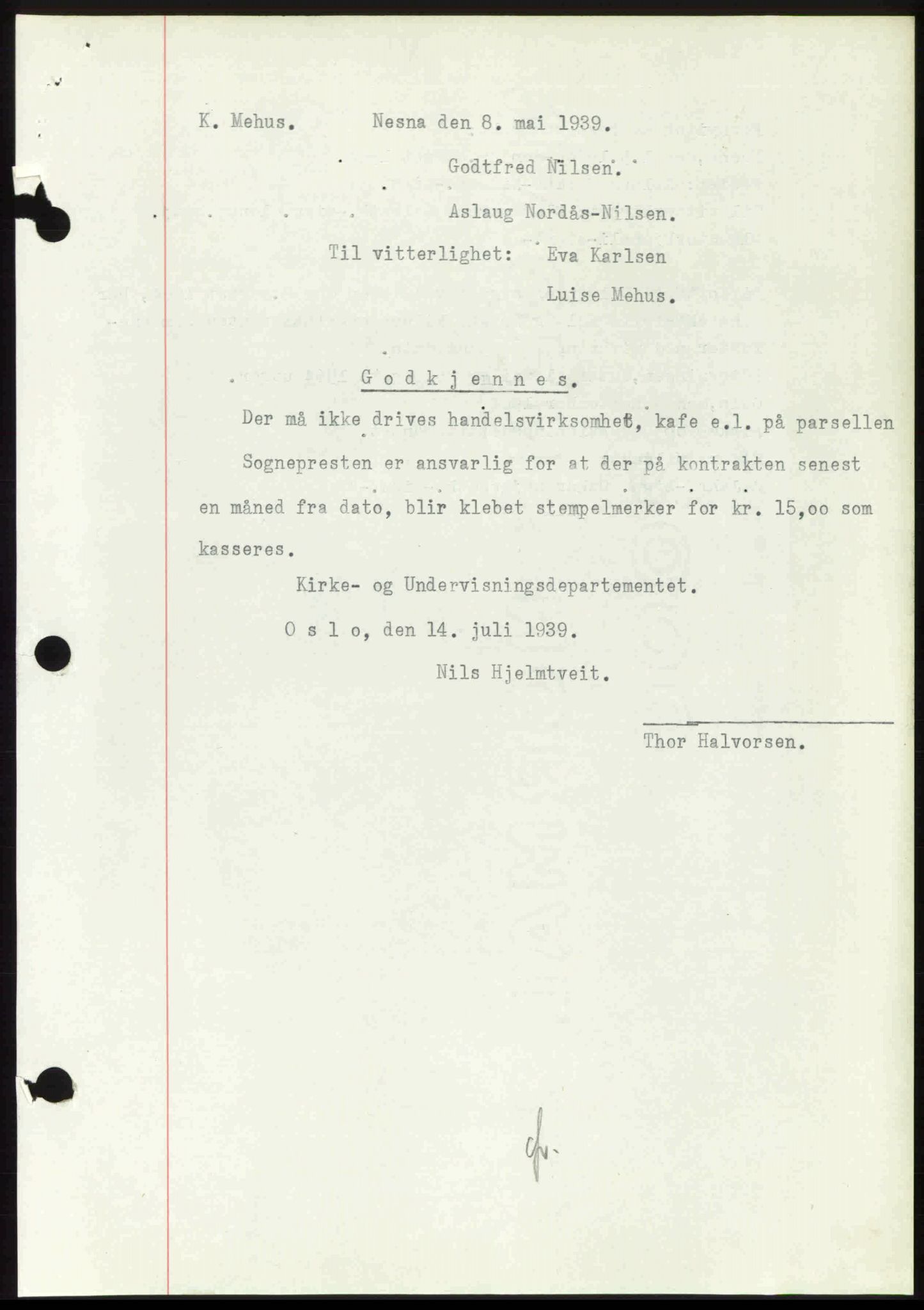 Rana sorenskriveri , SAT/A-1108/1/2/2C: Mortgage book no. A 6, 1939-1940, Diary no: : 1155/1939