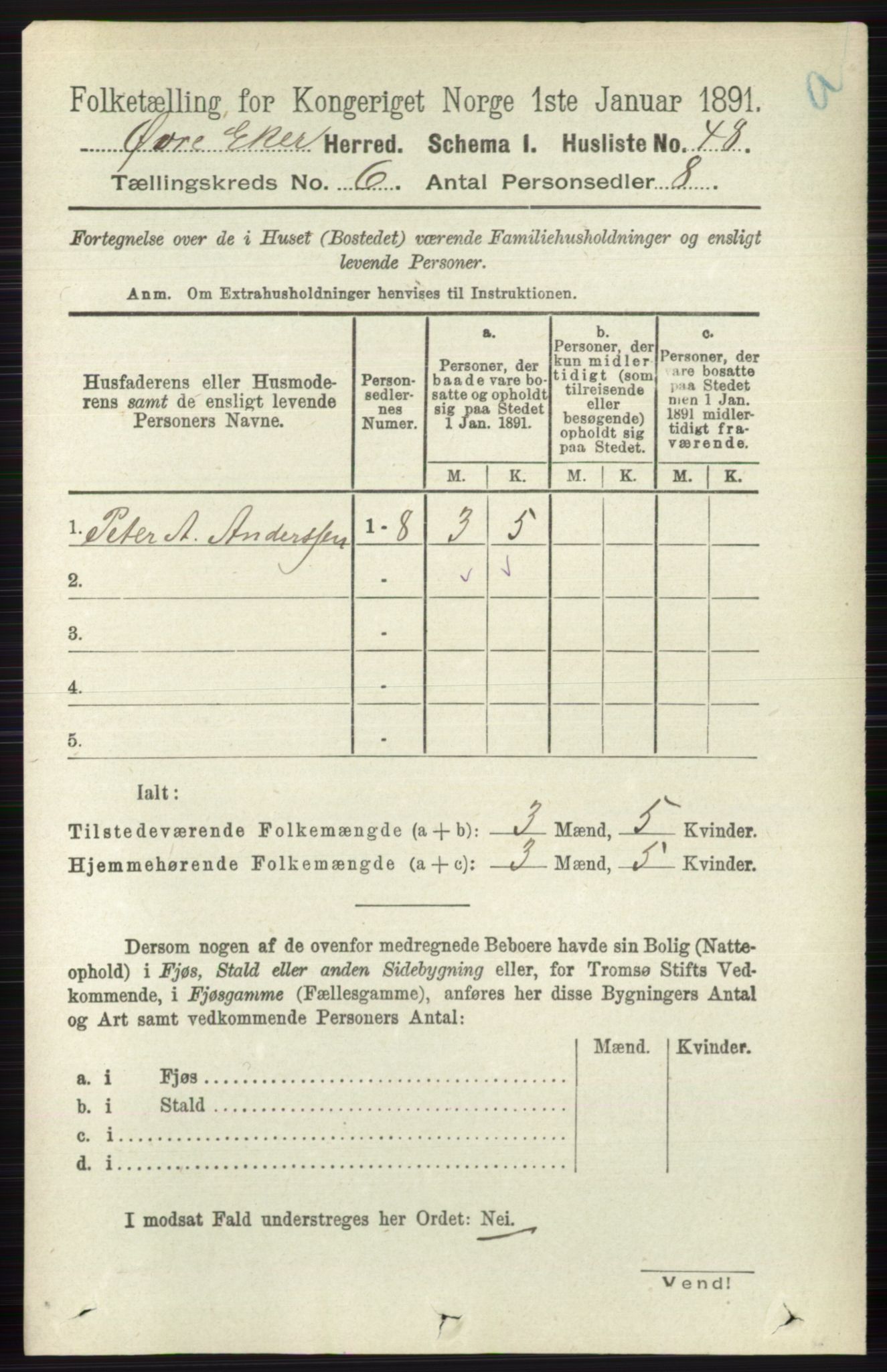 RA, 1891 census for 0624 Øvre Eiker, 1891, p. 2231