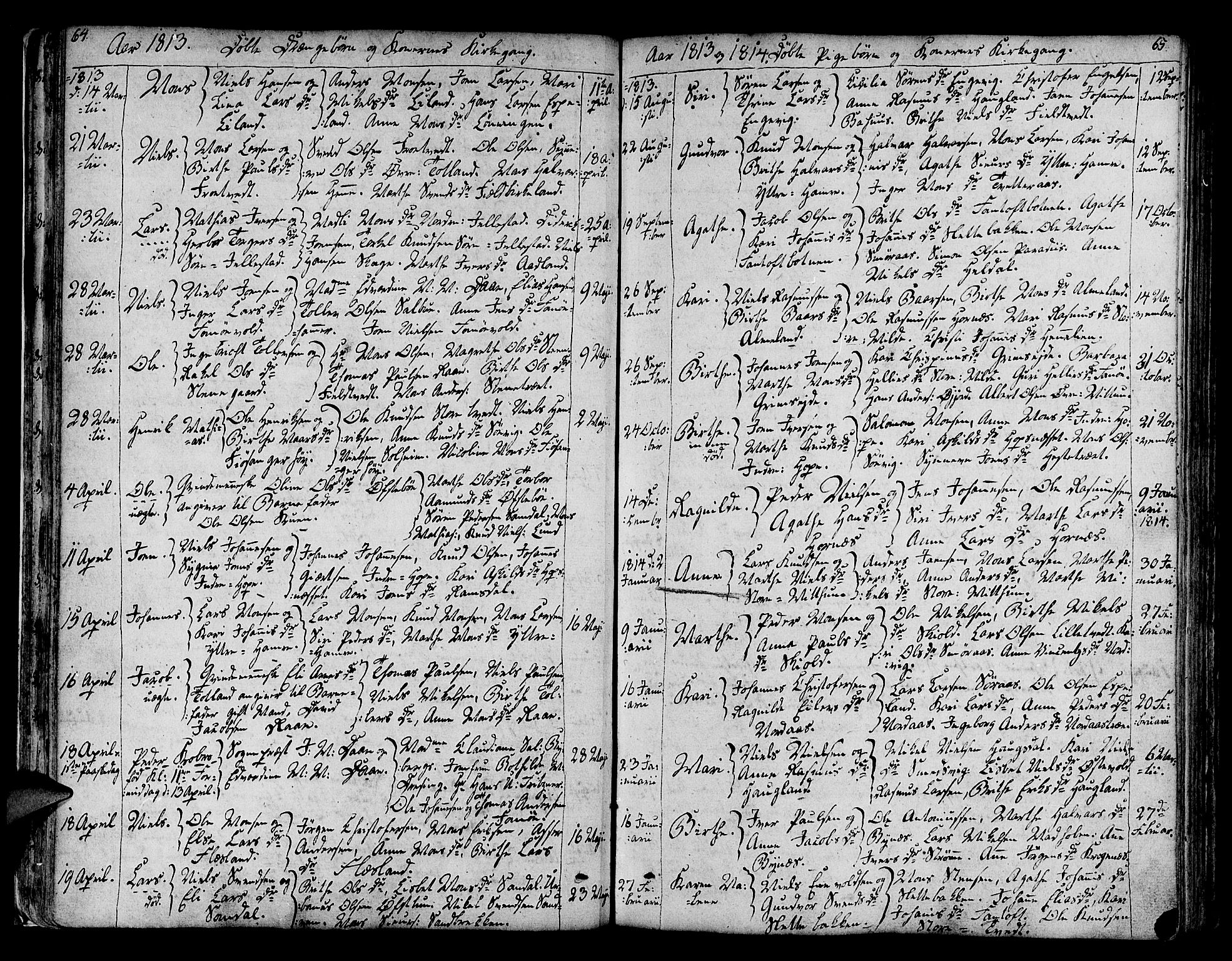 Fana Sokneprestembete, SAB/A-75101/H/Haa/Haaa/L0006: Parish register (official) no. A 6, 1800-1815, p. 64-65