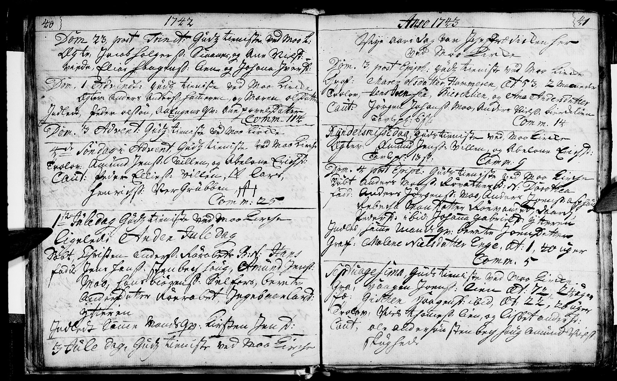 Ministerialprotokoller, klokkerbøker og fødselsregistre - Nordland, SAT/A-1459/827/L0389: Parish register (official) no. 827A01, 1740-1751, p. 40-41