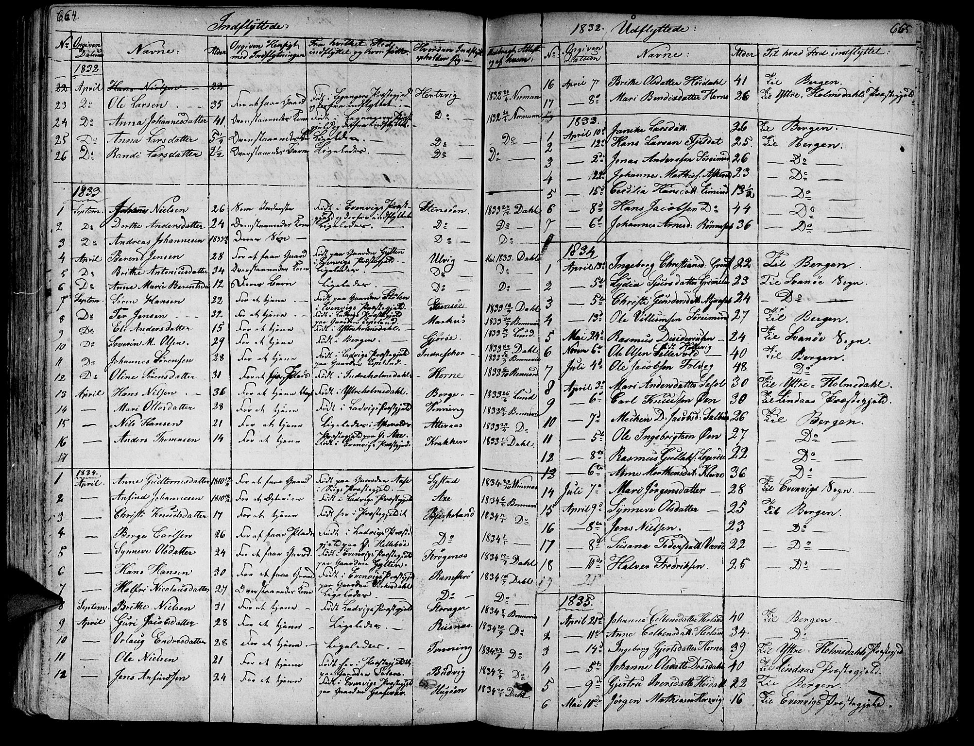Askvoll sokneprestembete, SAB/A-79501/H/Haa/Haaa/L0010: Parish register (official) no. A 10, 1821-1844, p. 664-665