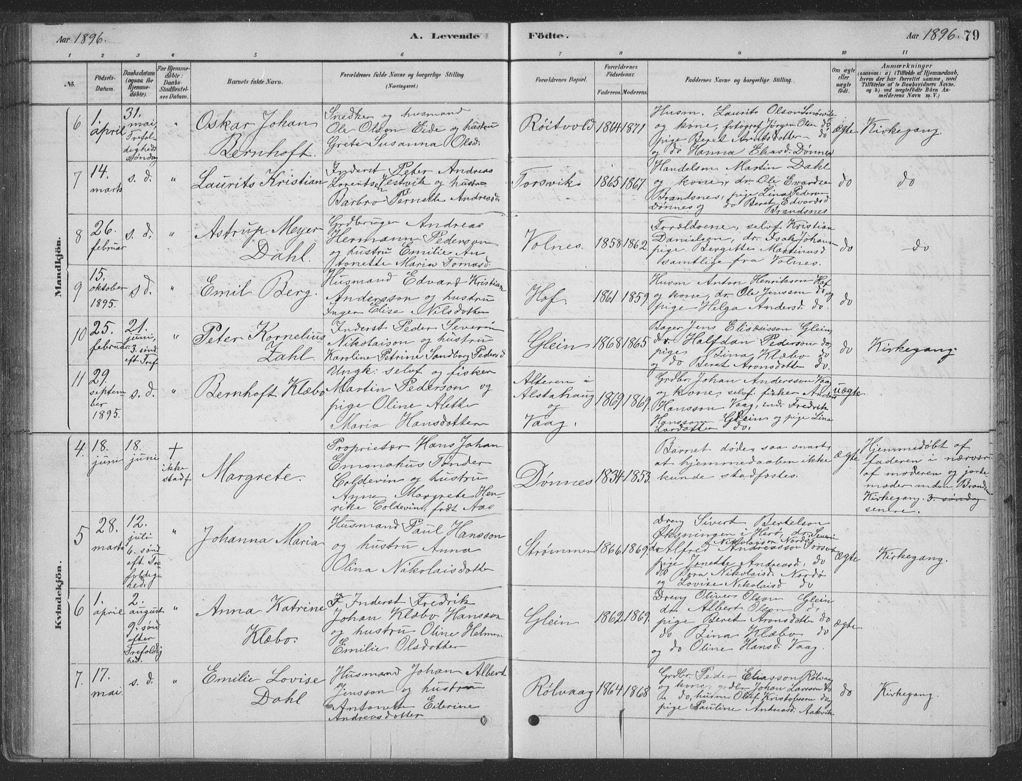 Ministerialprotokoller, klokkerbøker og fødselsregistre - Nordland, AV/SAT-A-1459/835/L0532: Parish register (copy) no. 835C04, 1880-1905, p. 79
