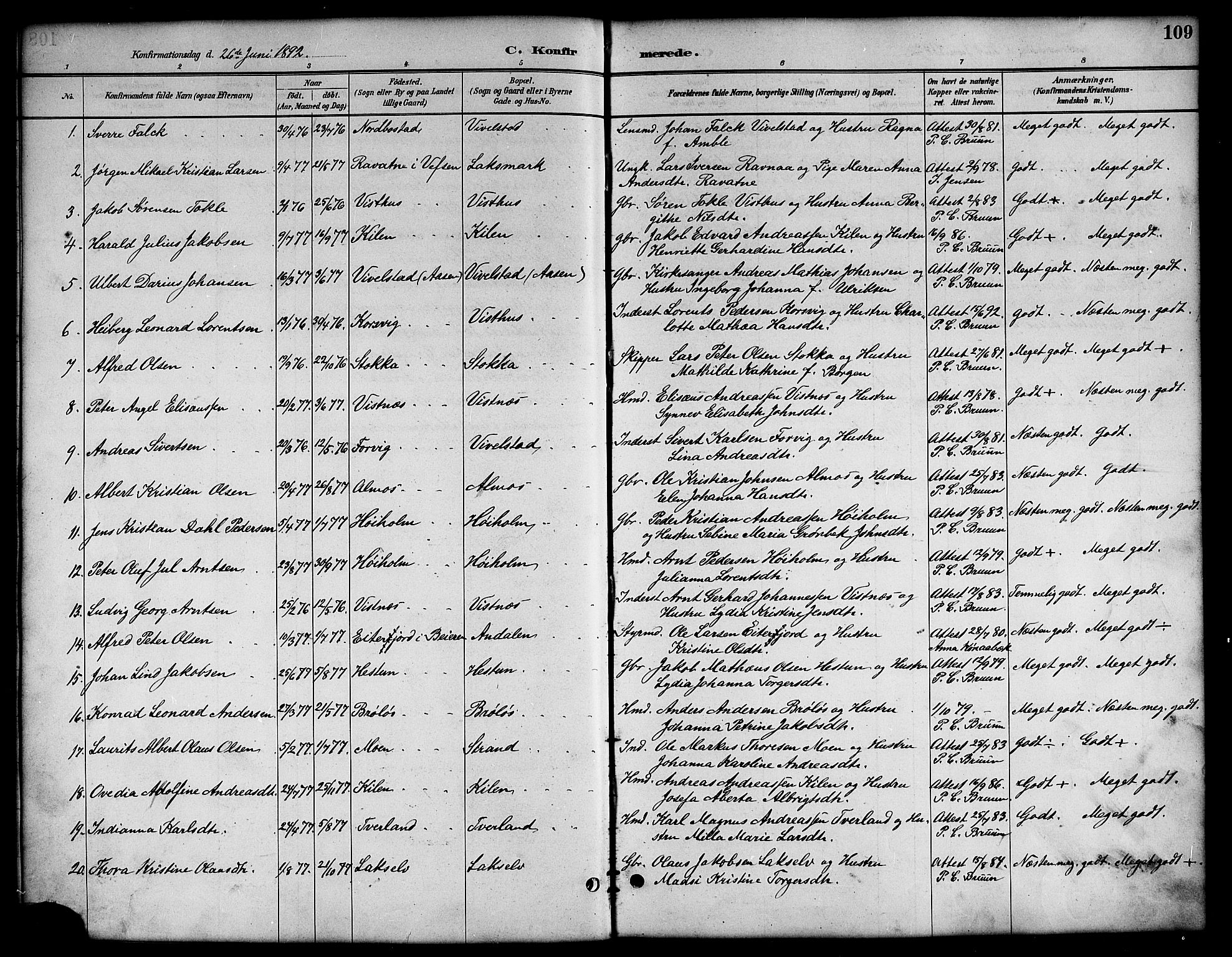 Ministerialprotokoller, klokkerbøker og fødselsregistre - Nordland, SAT/A-1459/819/L0277: Parish register (copy) no. 819C03, 1888-1917, p. 109