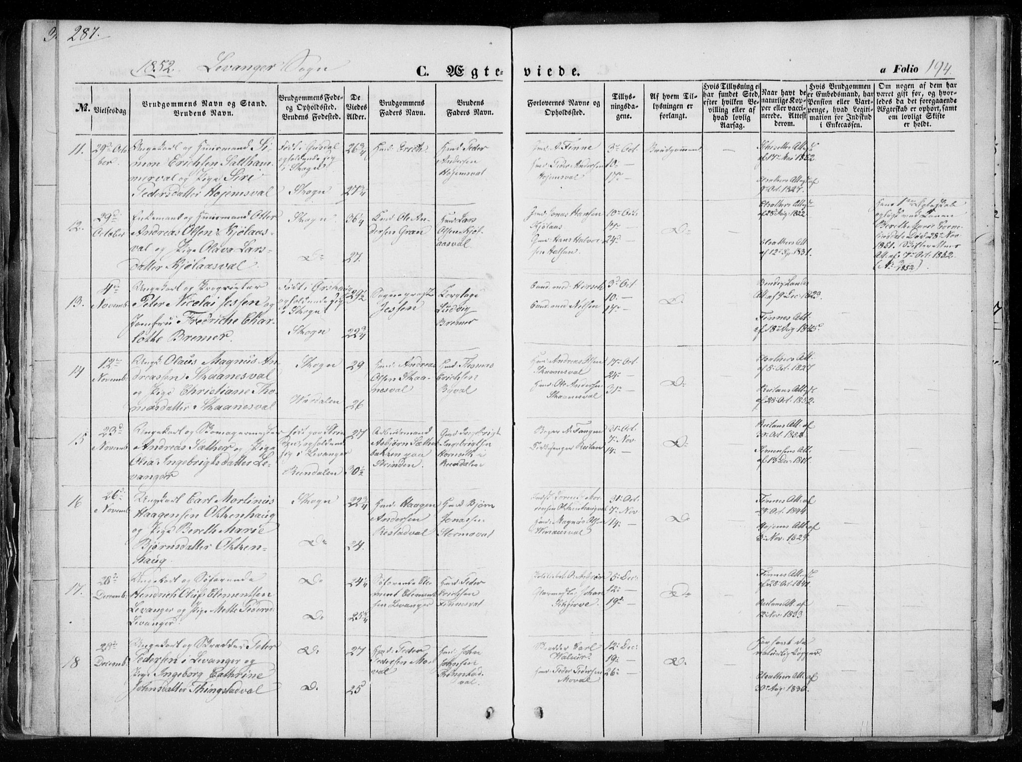 Ministerialprotokoller, klokkerbøker og fødselsregistre - Nord-Trøndelag, SAT/A-1458/720/L0183: Parish register (official) no. 720A01, 1836-1855, p. 194