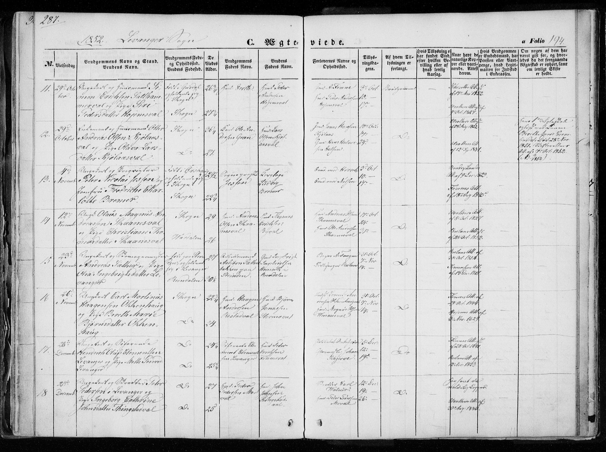 Ministerialprotokoller, klokkerbøker og fødselsregistre - Nord-Trøndelag, AV/SAT-A-1458/720/L0183: Parish register (official) no. 720A01, 1836-1855, p. 194