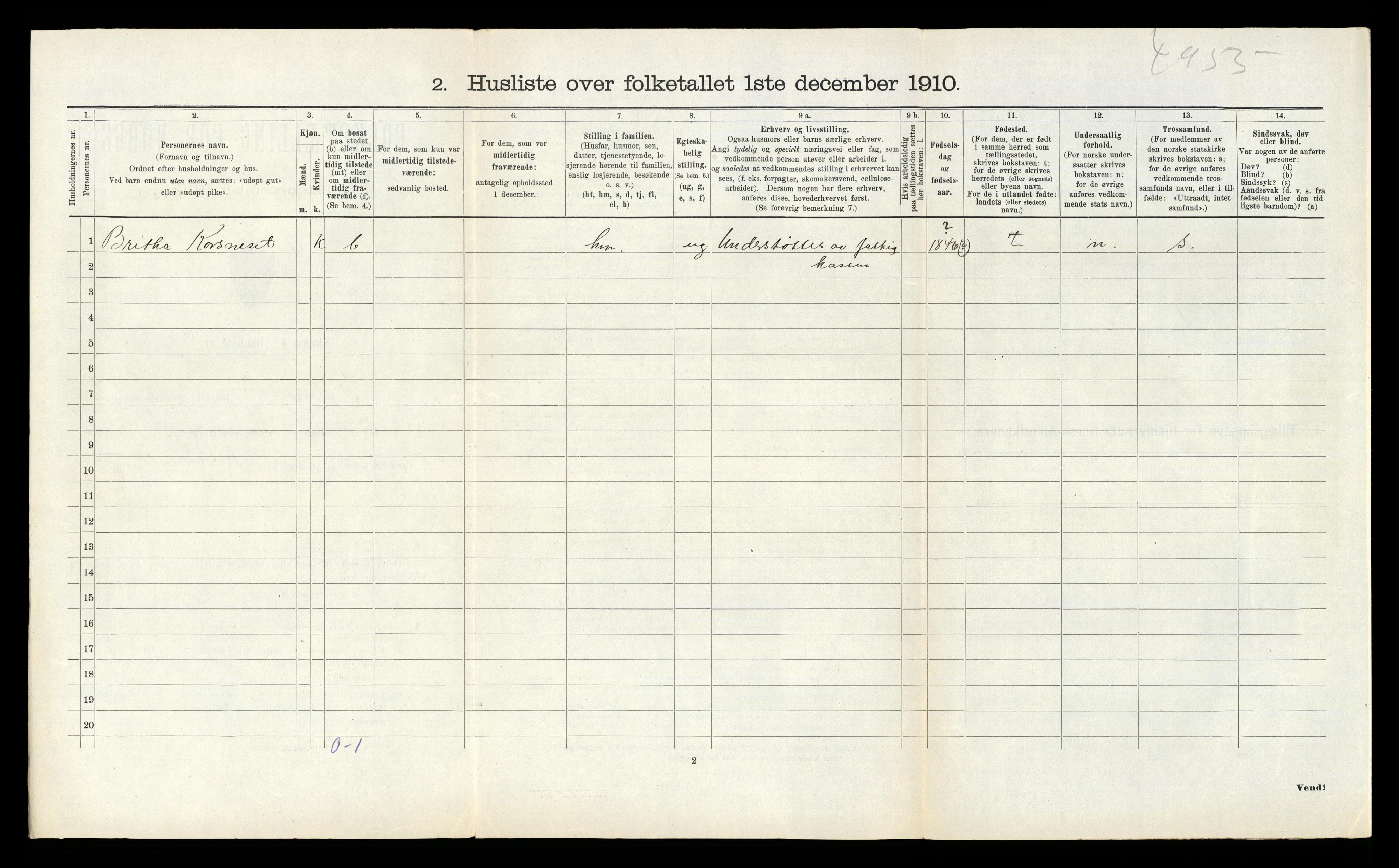 RA, 1910 census for Tysnes, 1910, p. 1239