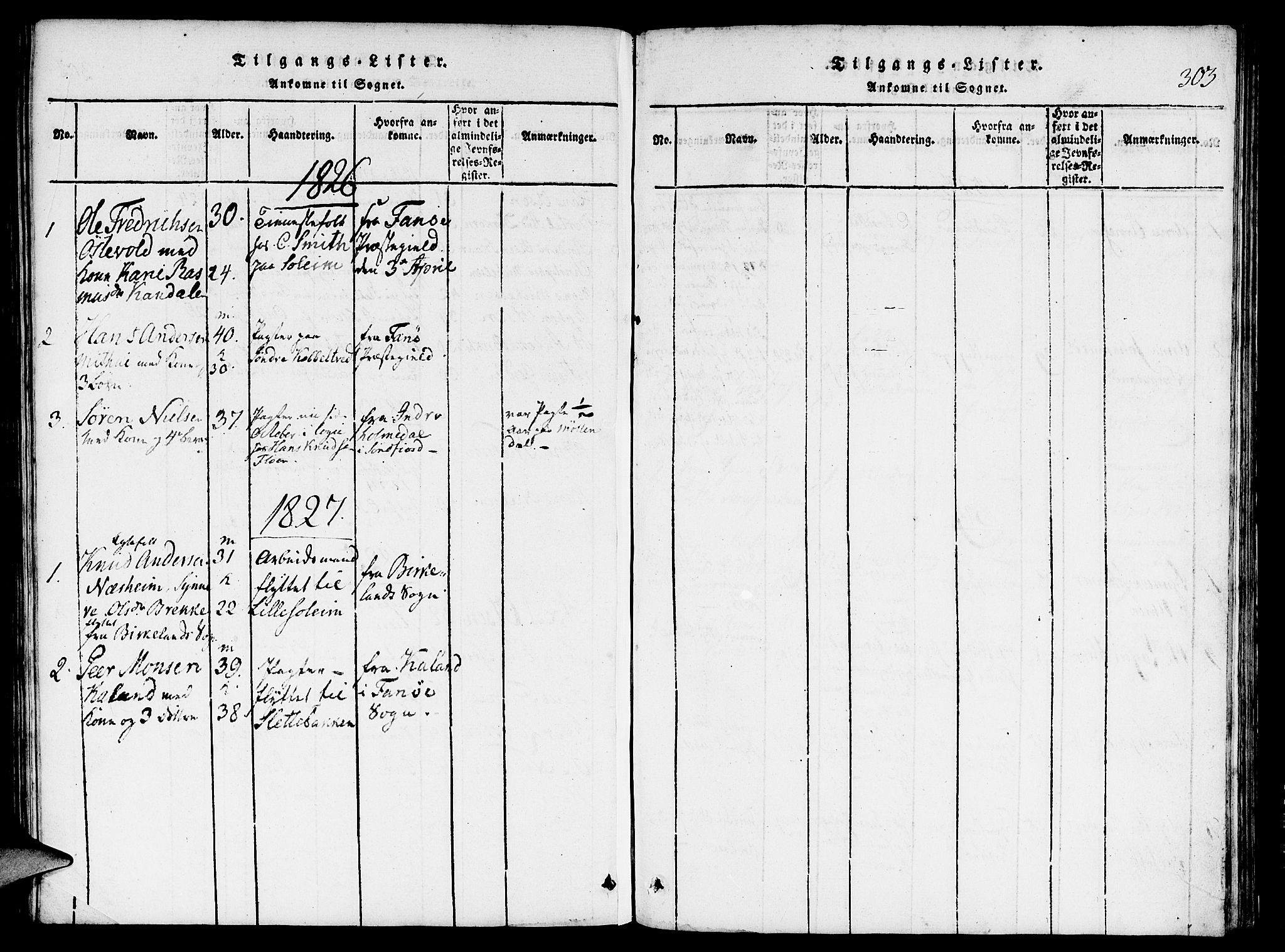 St. Jørgens hospital og Årstad sokneprestembete, AV/SAB-A-99934: Parish register (official) no. A 3, 1815-1843, p. 303