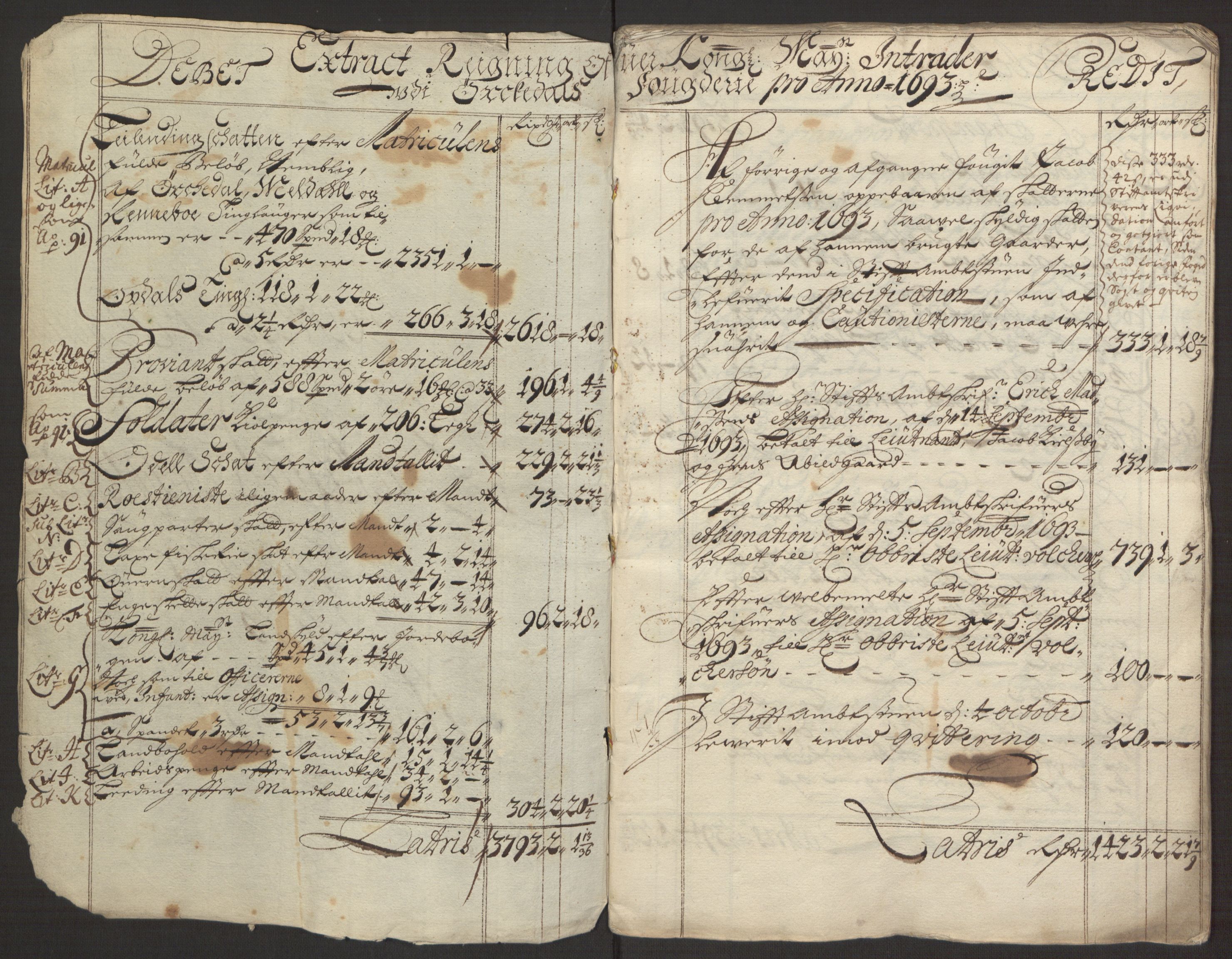 Rentekammeret inntil 1814, Reviderte regnskaper, Fogderegnskap, RA/EA-4092/R58/L3938: Fogderegnskap Orkdal, 1693, p. 5