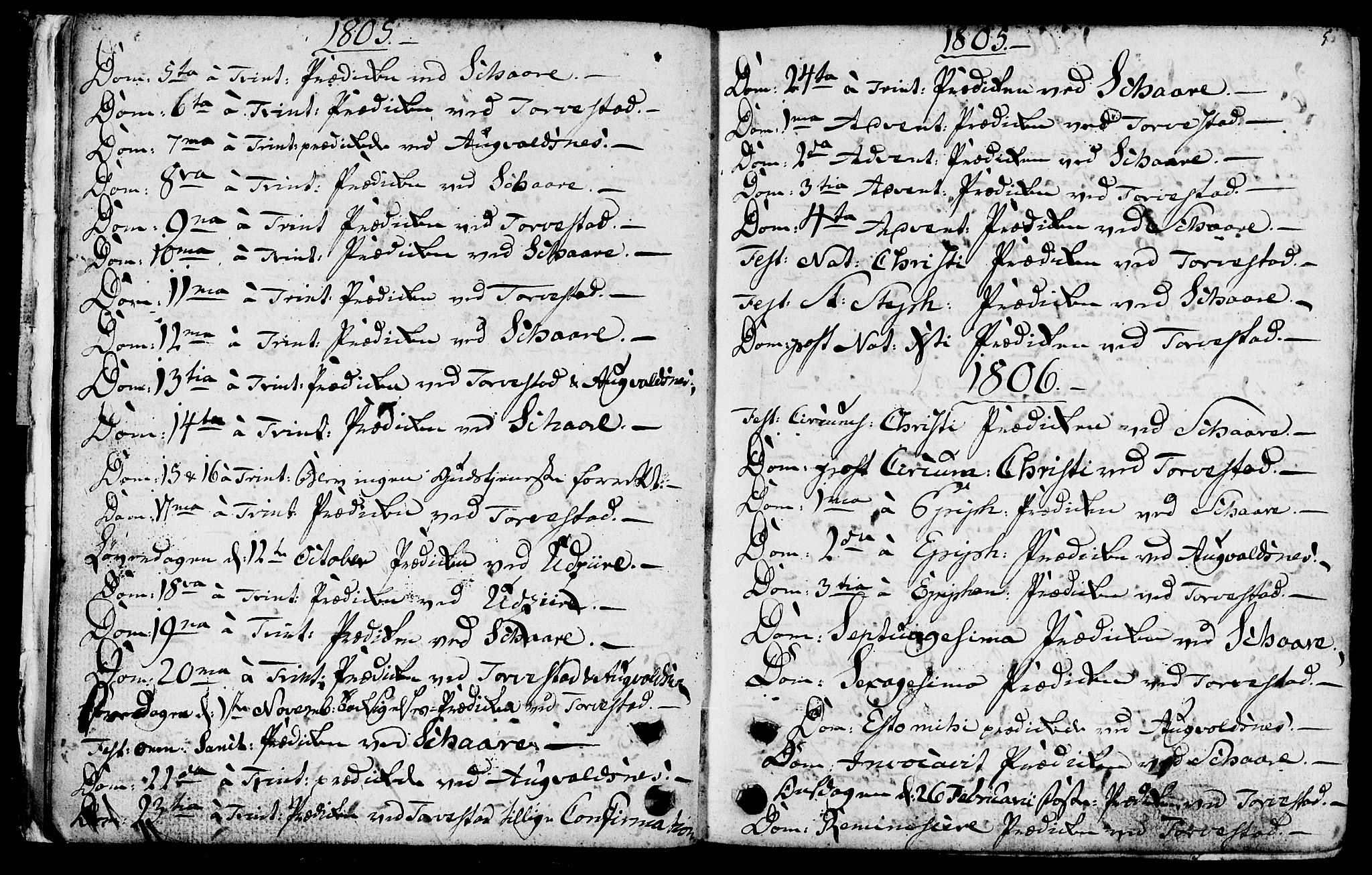 Torvastad sokneprestkontor, SAST/A -101857/H/Ha/Haa/L0002: Parish register (official) no. A 2, 1801-1817, p. 5