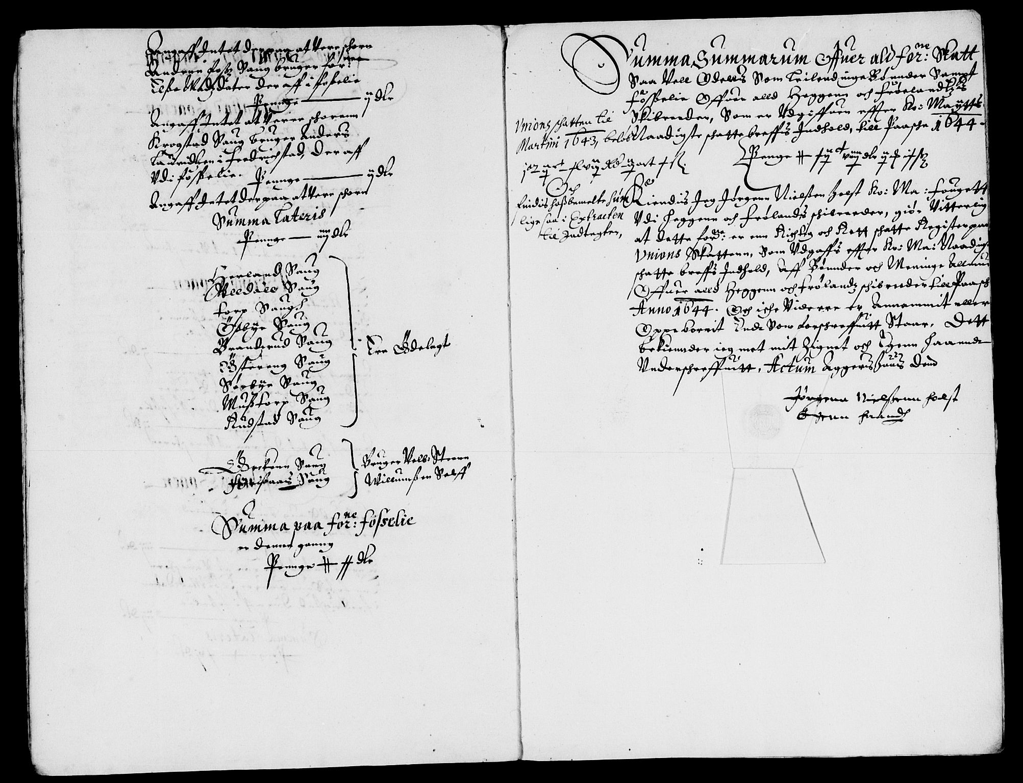 Rentekammeret inntil 1814, Reviderte regnskaper, Lensregnskaper, AV/RA-EA-5023/R/Rb/Rba/L0174: Akershus len, 1643-1644