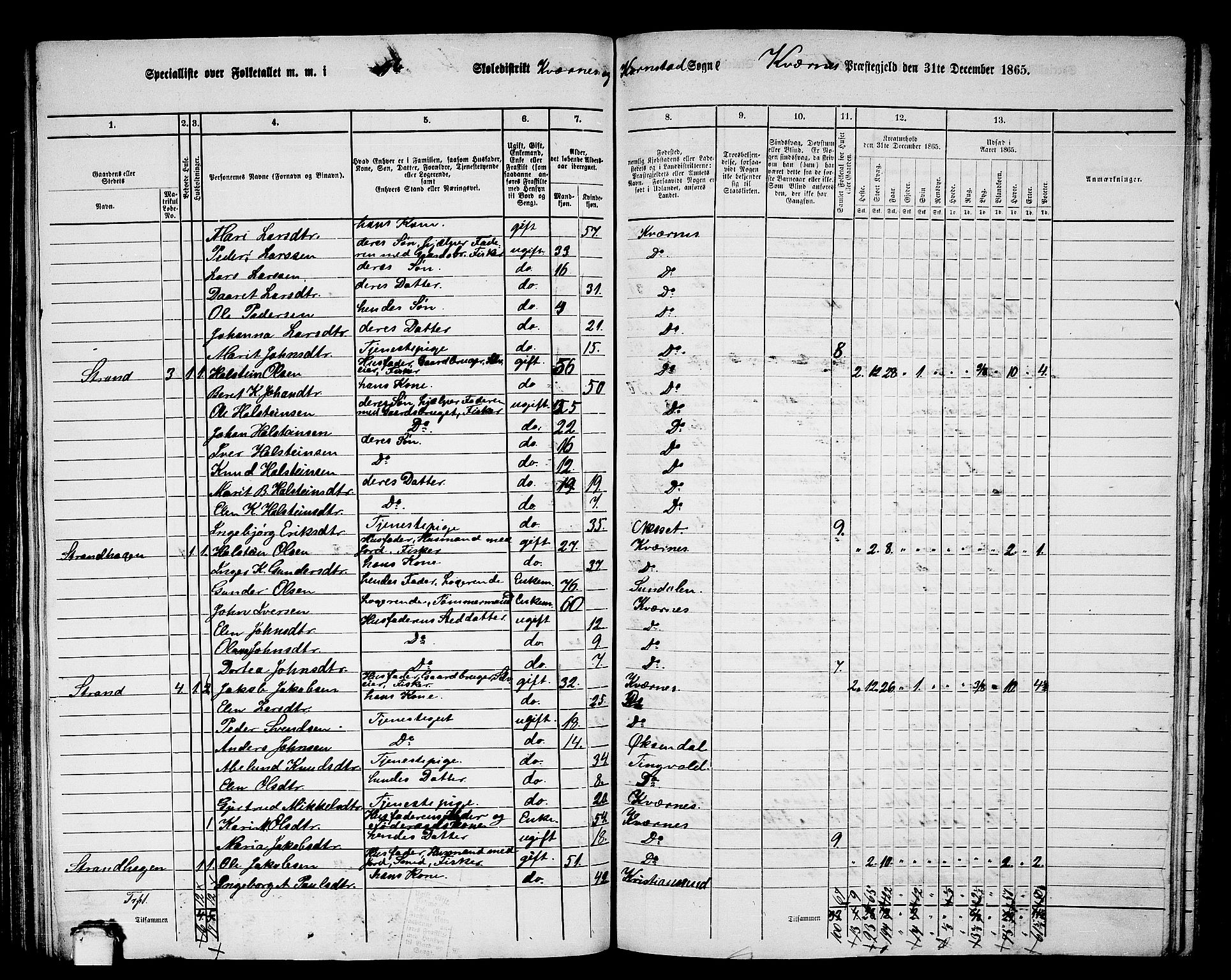 RA, 1865 census for Kvernes, 1865, p. 109