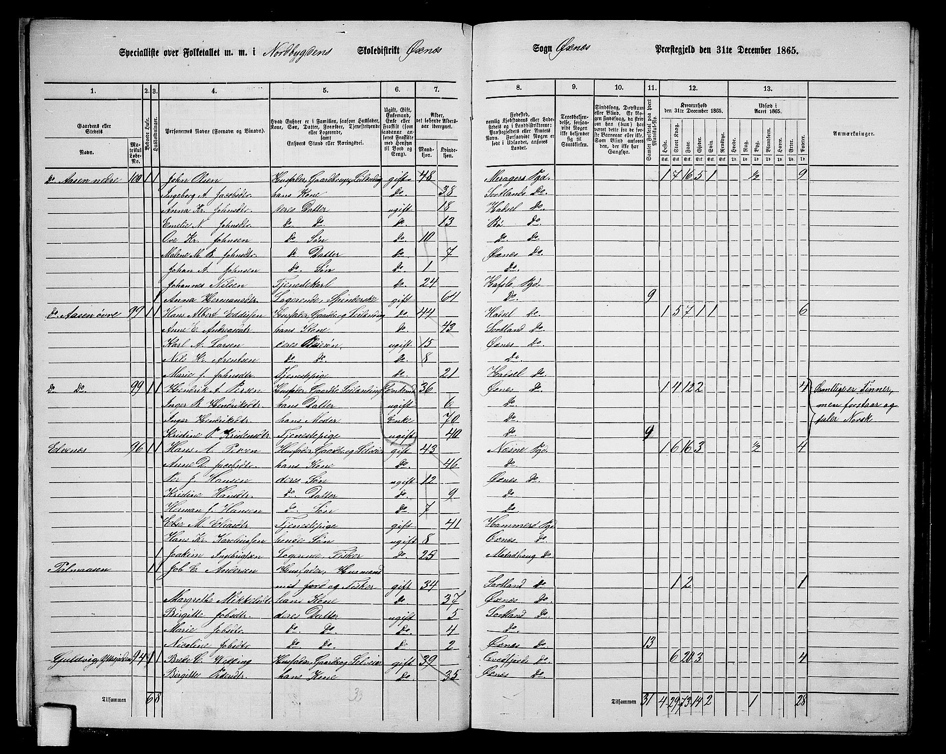 RA, 1865 census for Øksnes, 1865, p. 19