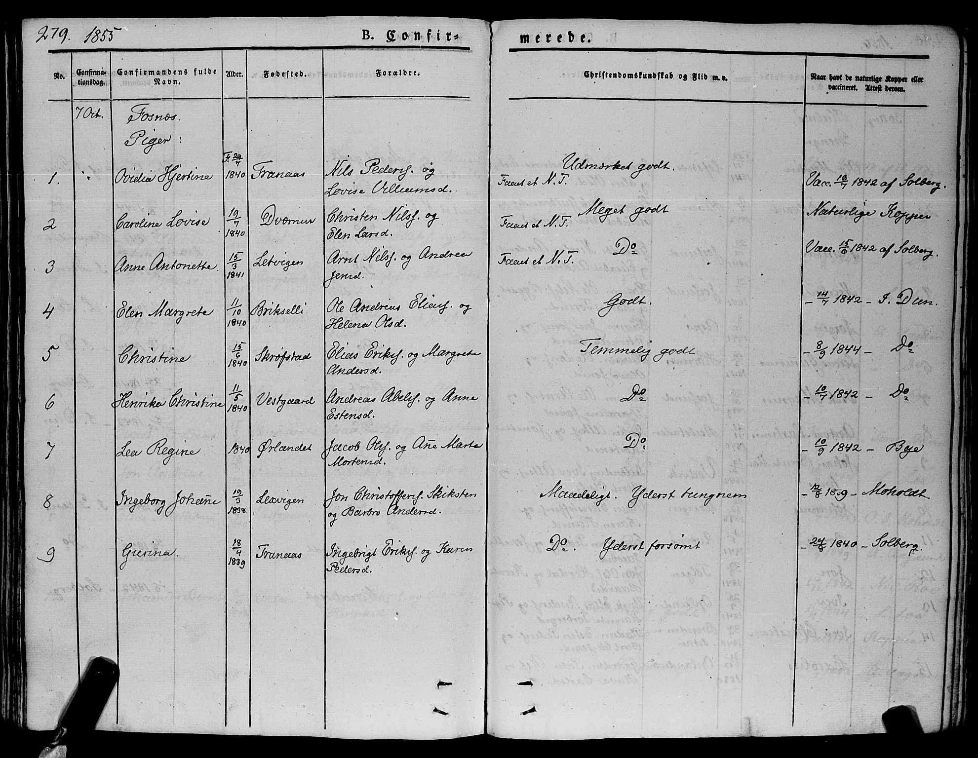 Ministerialprotokoller, klokkerbøker og fødselsregistre - Nord-Trøndelag, SAT/A-1458/773/L0614: Parish register (official) no. 773A05, 1831-1856, p. 279
