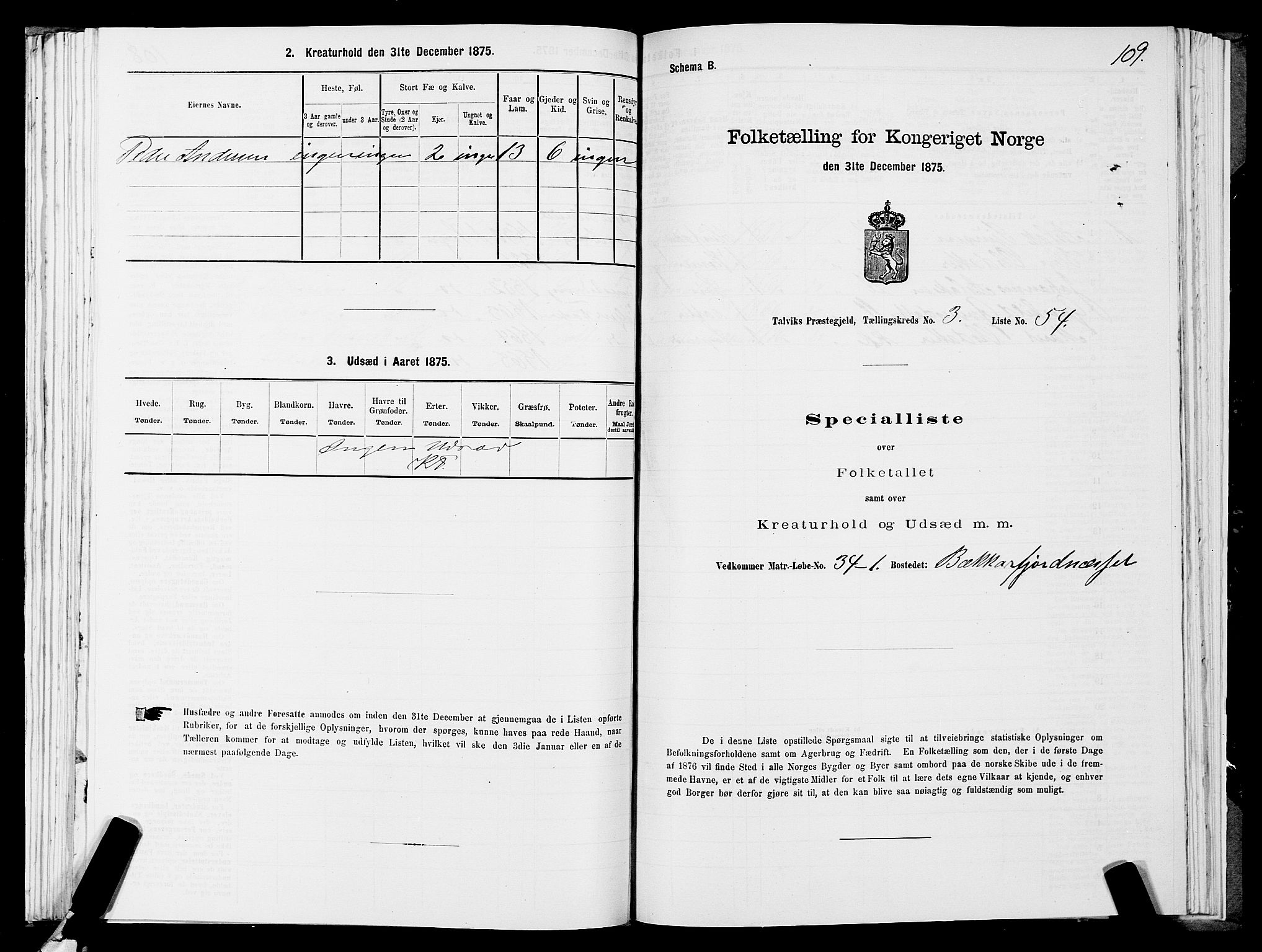 SATØ, 1875 census for 2013P Talvik, 1875, p. 2109