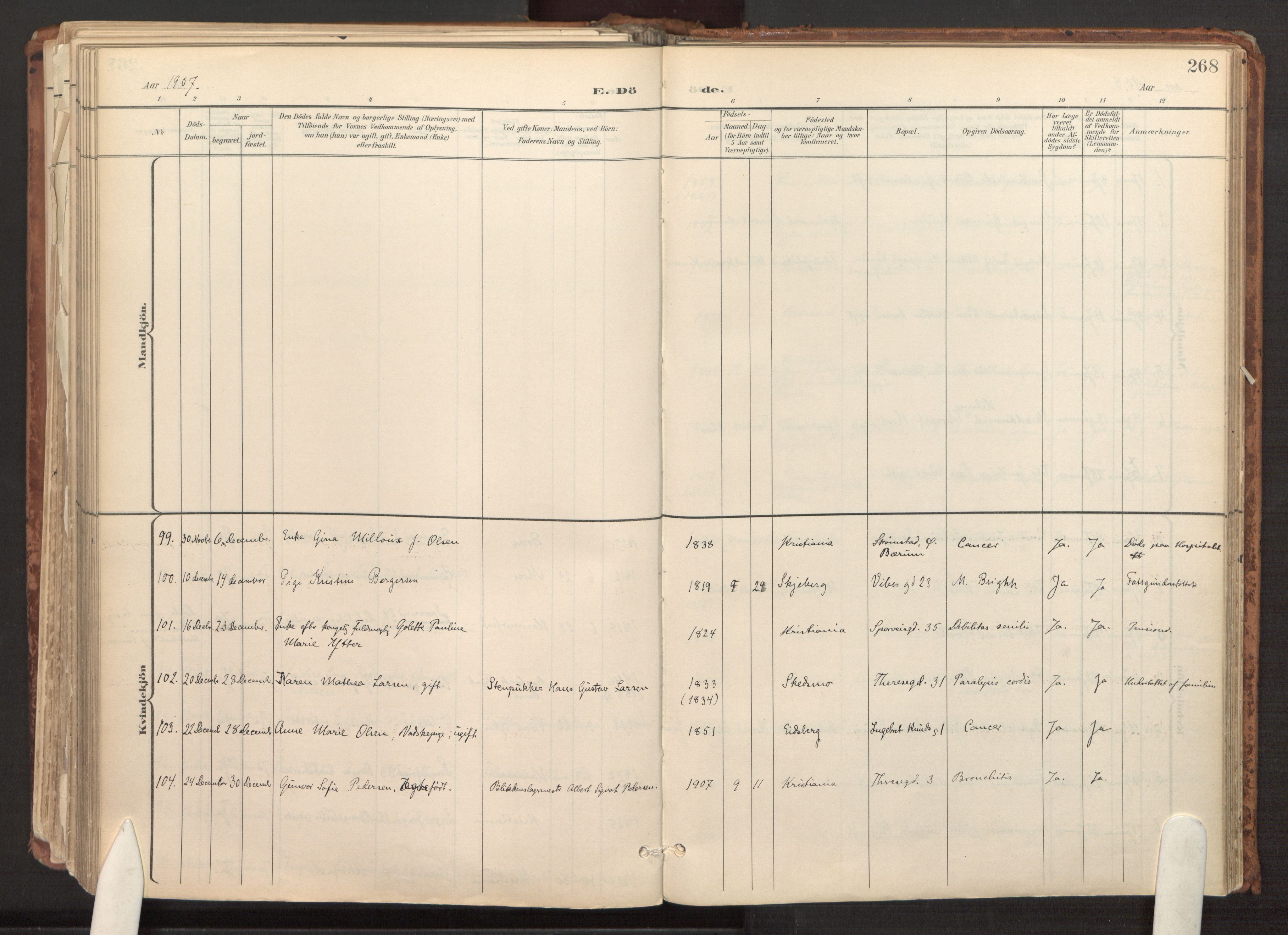 Fagerborg prestekontor Kirkebøker, SAO/A-10844/F/Fa/L0003: Parish register (official) no. 3, 1898-1916, p. 268