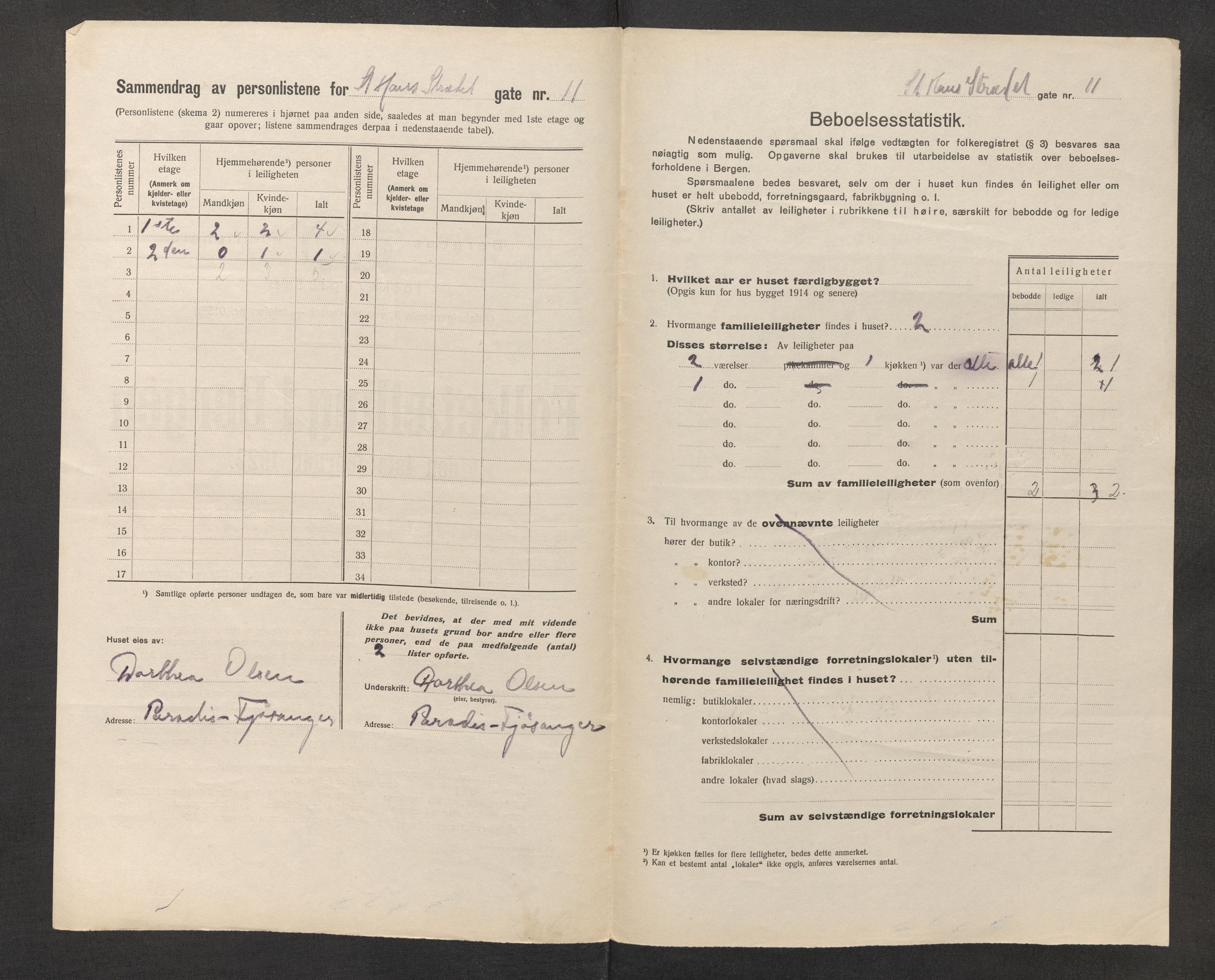 SAB, Municipal Census 1922 for Bergen, 1922, p. 35909