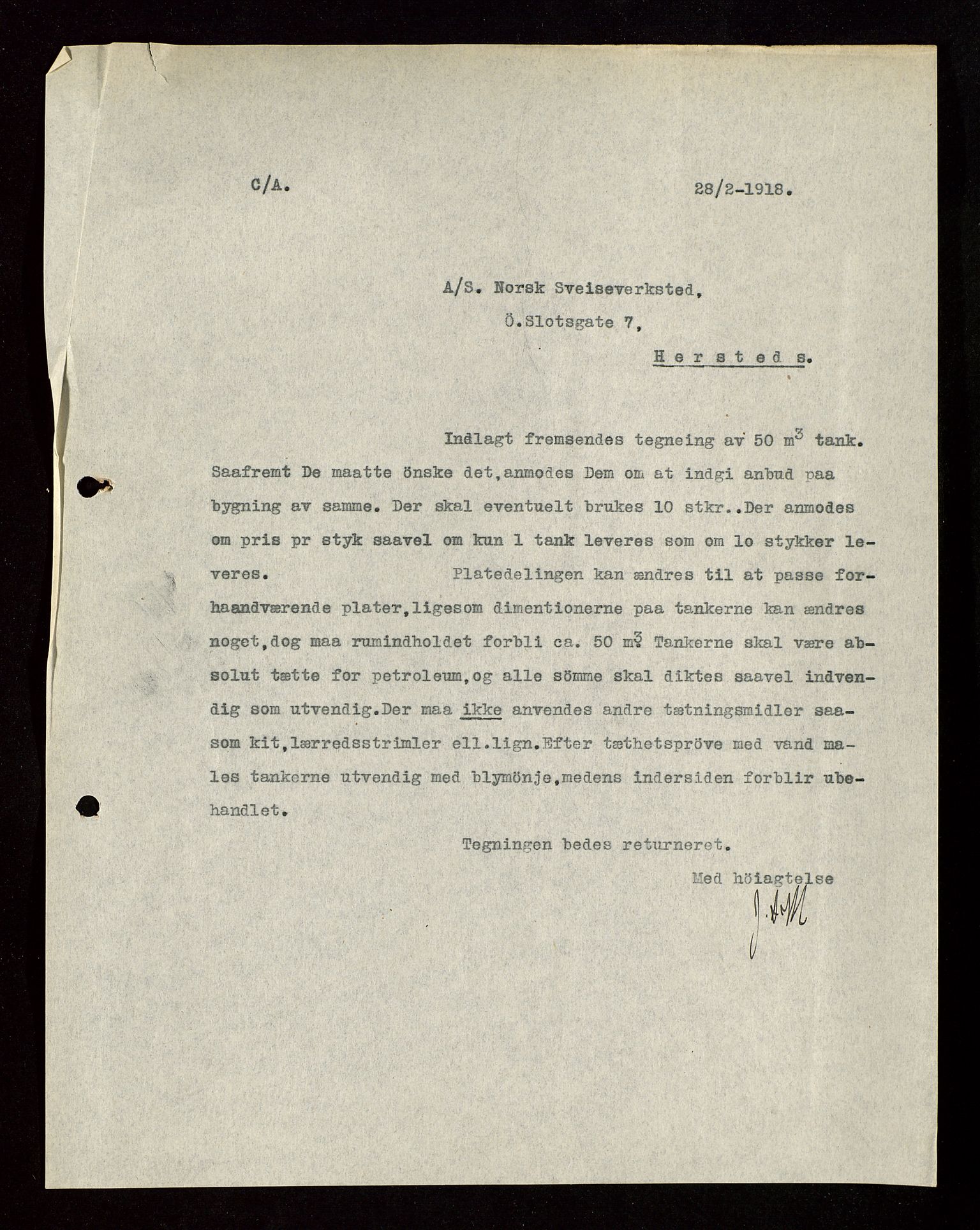 Pa 1521 - A/S Norske Shell, AV/SAST-A-101915/E/Ea/Eaa/L0003: Sjefskorrespondanse, 1918, p. 189