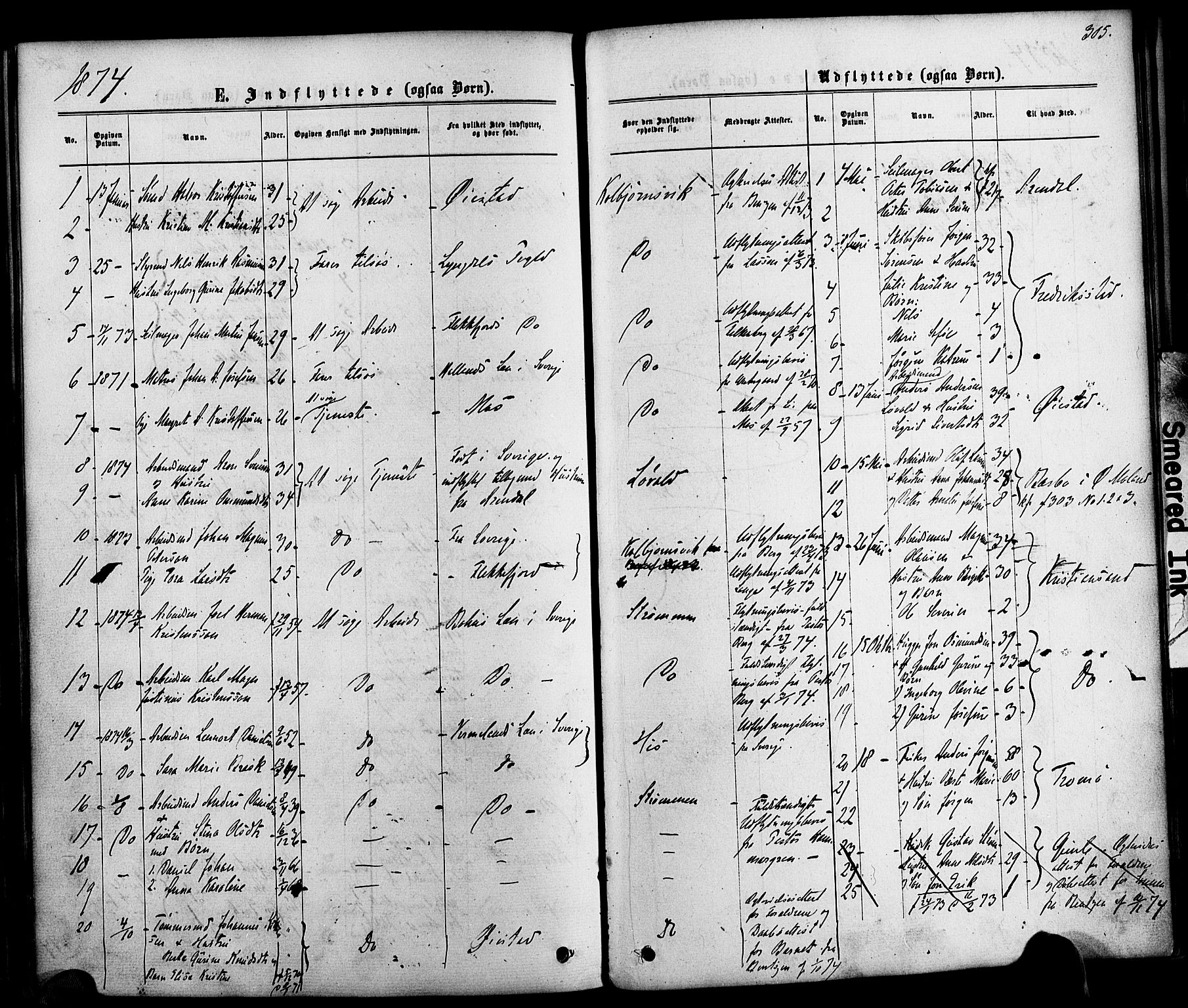 Hisøy sokneprestkontor, AV/SAK-1111-0020/F/Fa/L0002: Parish register (official) no. A 2, 1872-1880, p. 305