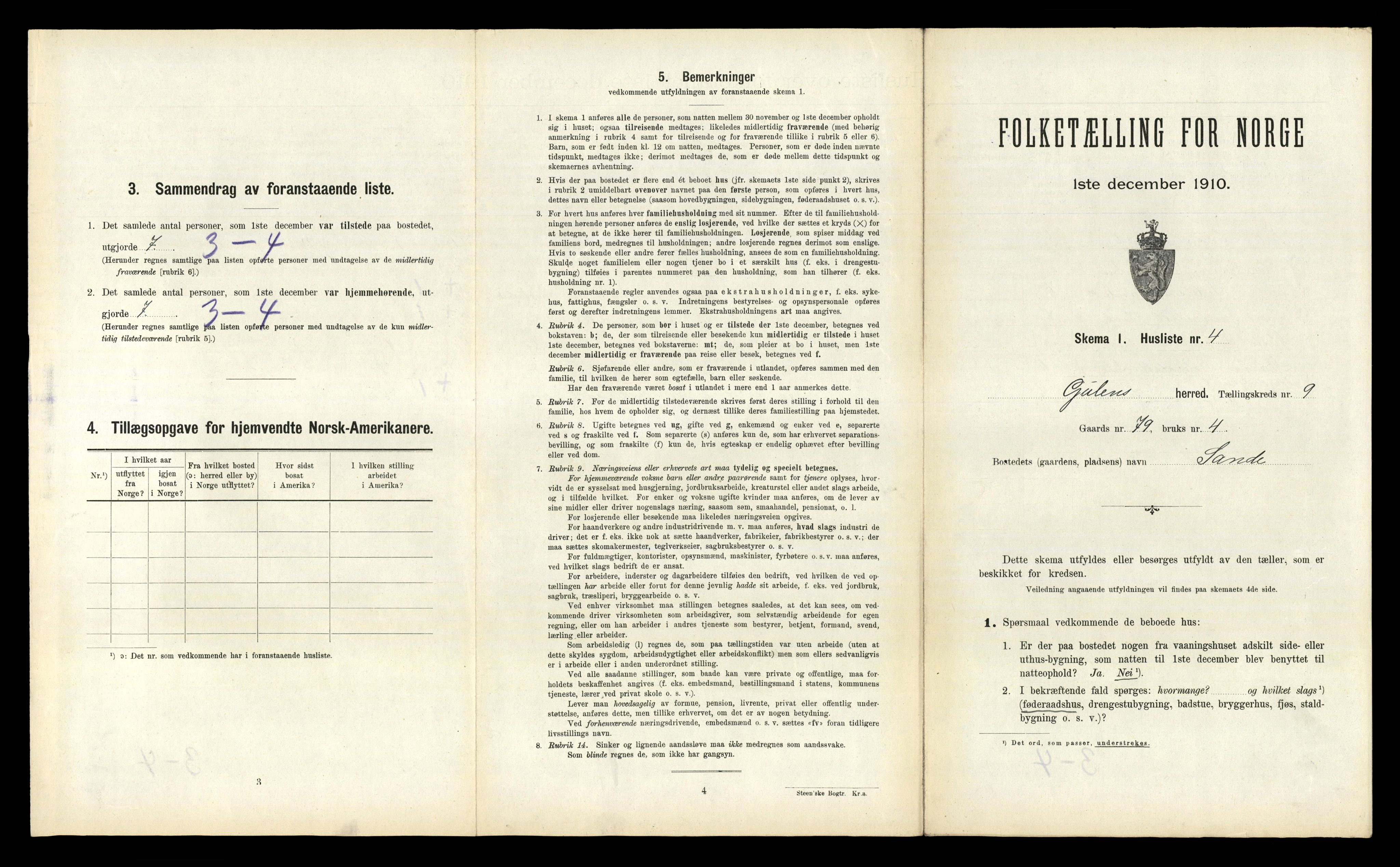 RA, 1910 census for Gulen, 1910, p. 820