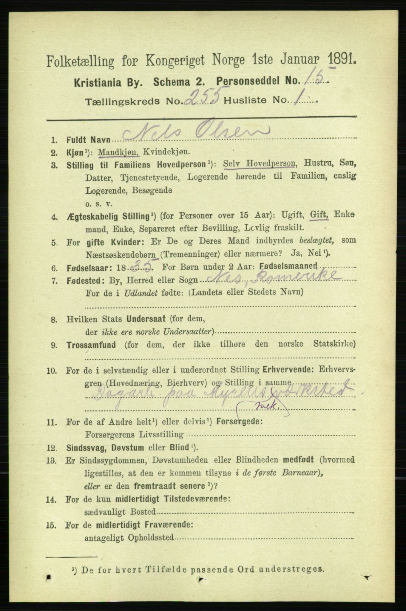 RA, 1891 census for 0301 Kristiania, 1891, p. 155106