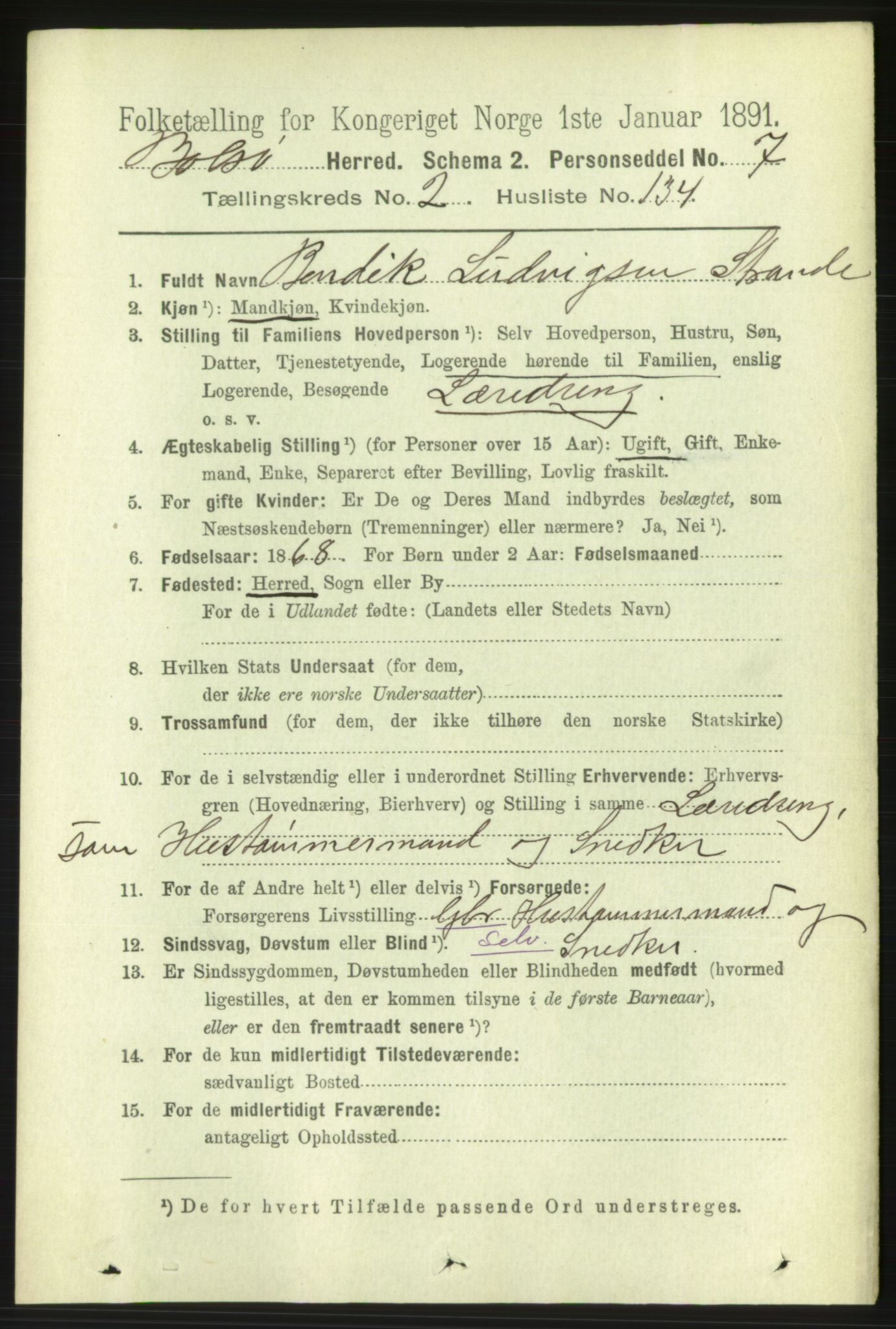 RA, 1891 census for 1544 Bolsøy, 1891, p. 1732