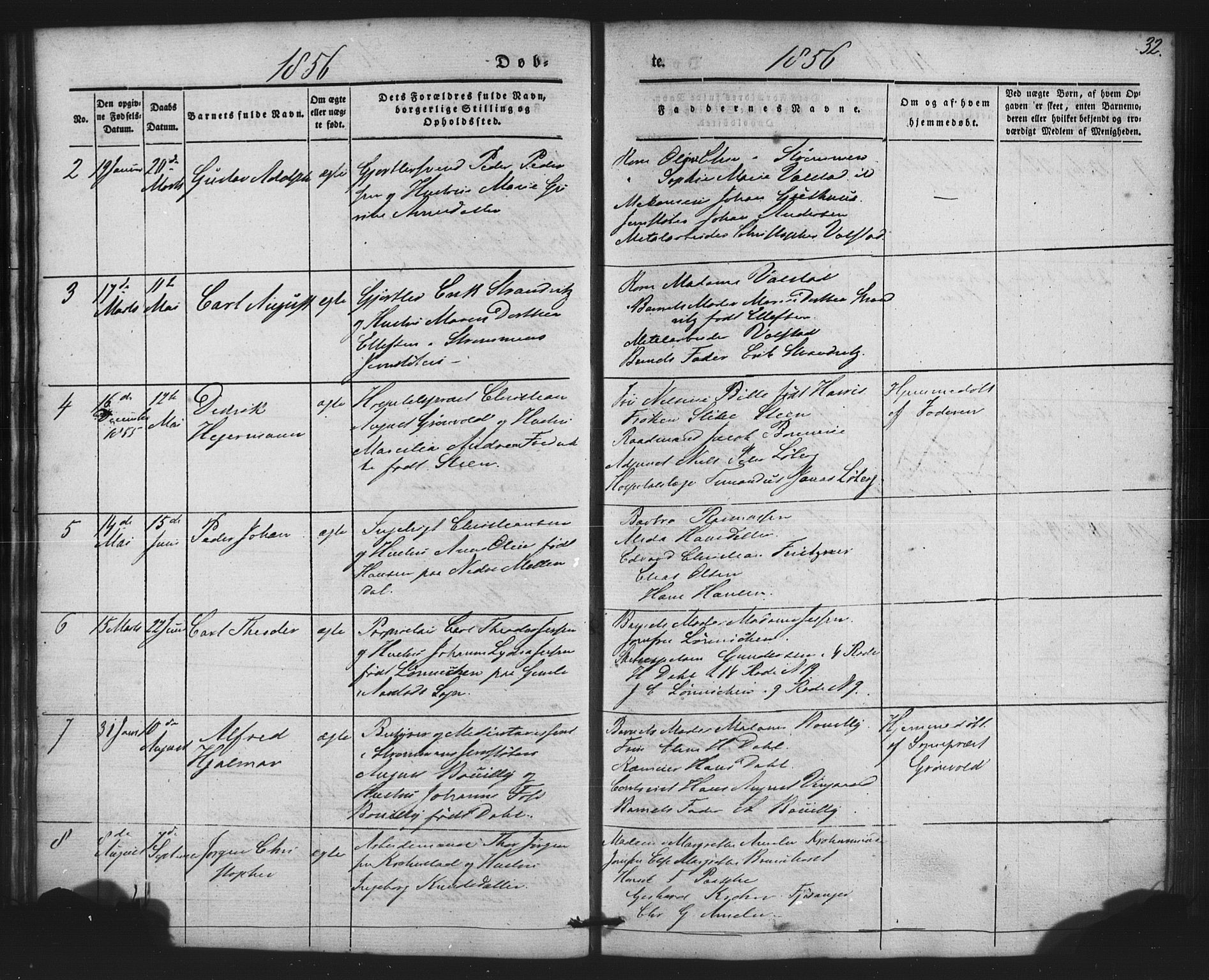 St. Jørgens hospital og Årstad sokneprestembete, AV/SAB-A-99934: Parish register (copy) no. A 2, 1843-1863, p. 32