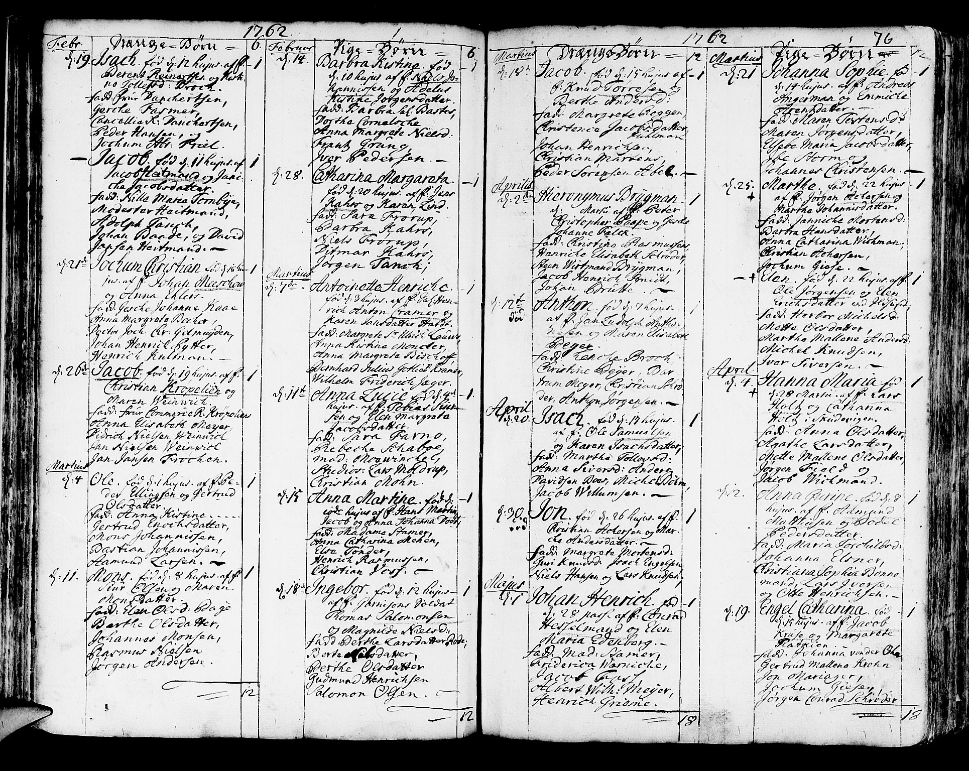 Korskirken sokneprestembete, AV/SAB-A-76101/H/Haa/L0005: Parish register (official) no. A 5, 1751-1789, p. 76