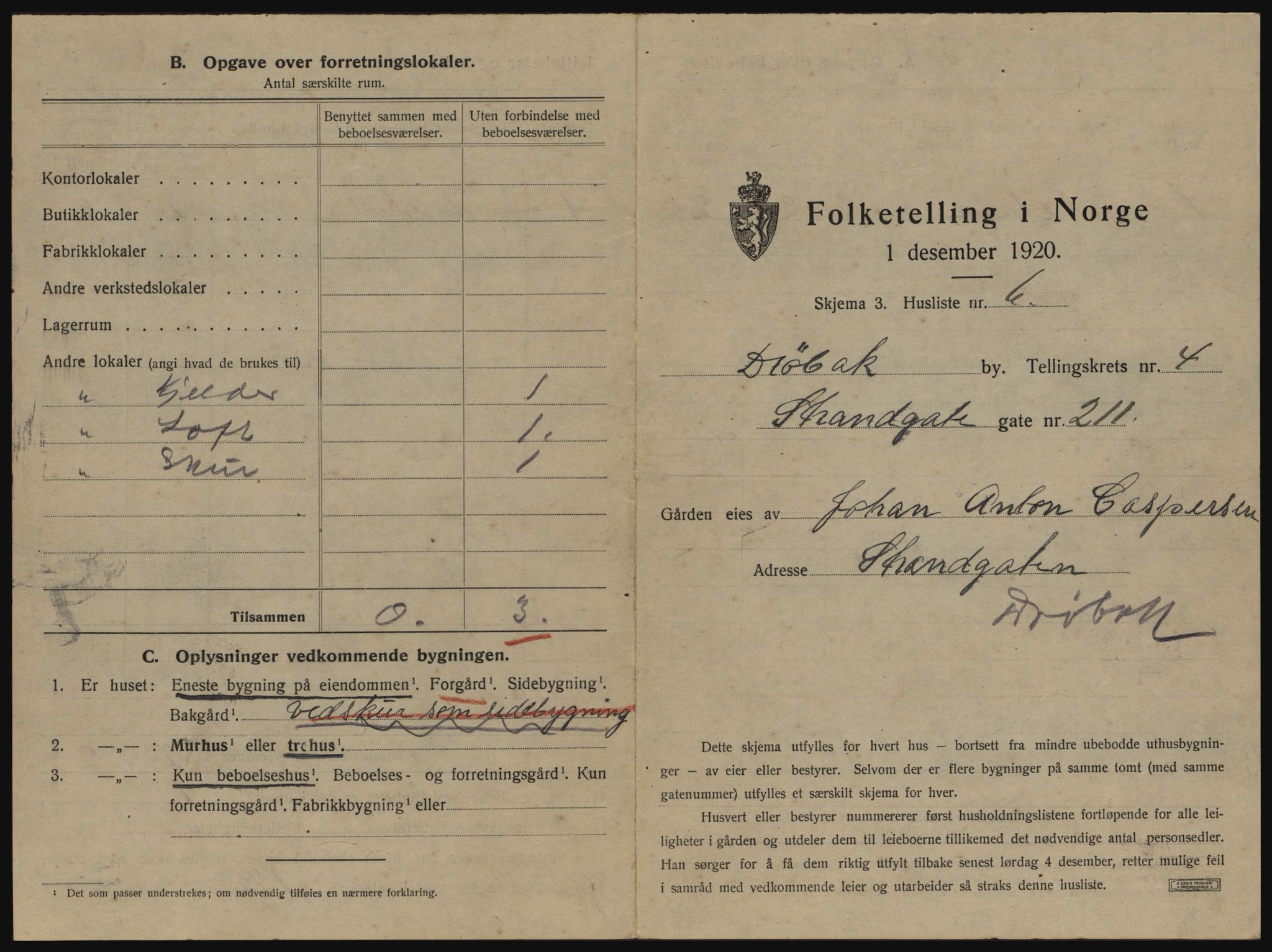 SAO, 1920 census for Drøbak, 1920, p. 375