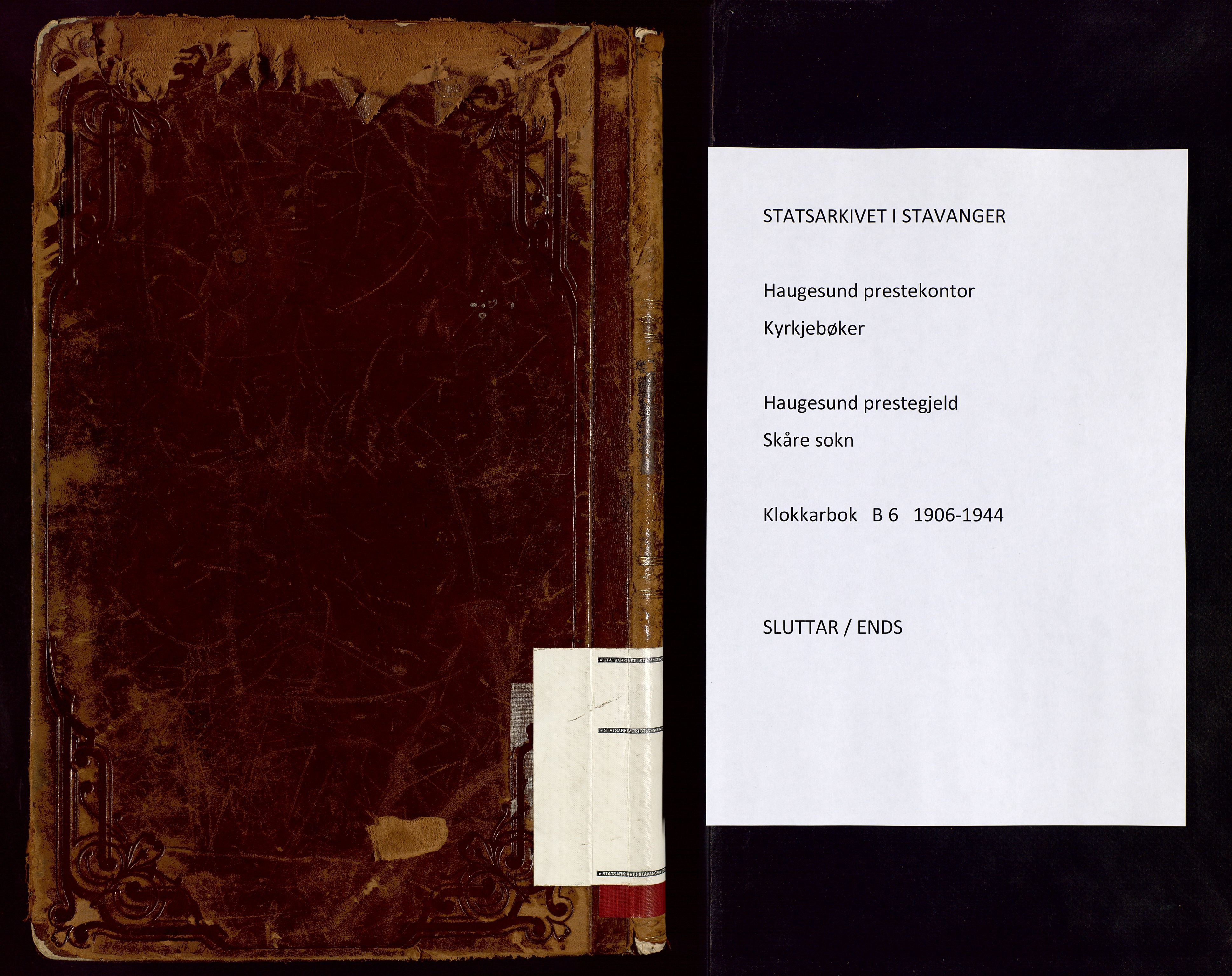 Haugesund sokneprestkontor, SAST/A -101863/H/Ha/Hab/L0006: Parish register (copy) no. B 6, 1906-1944