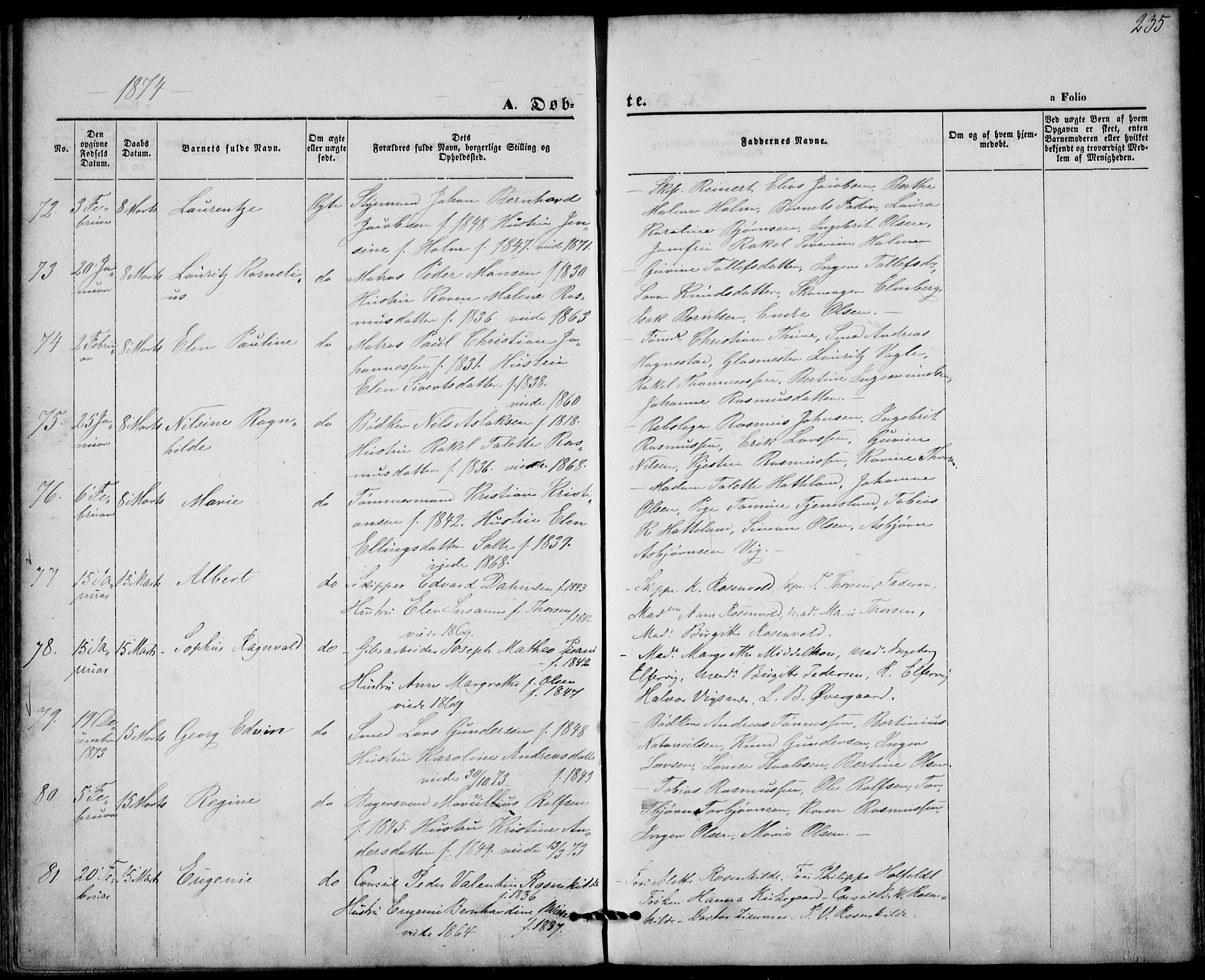 St. Petri sokneprestkontor, AV/SAST-A-101813/001/30/30BA/L0008: Parish register (official) no. A 8, 1868-1876, p. 235