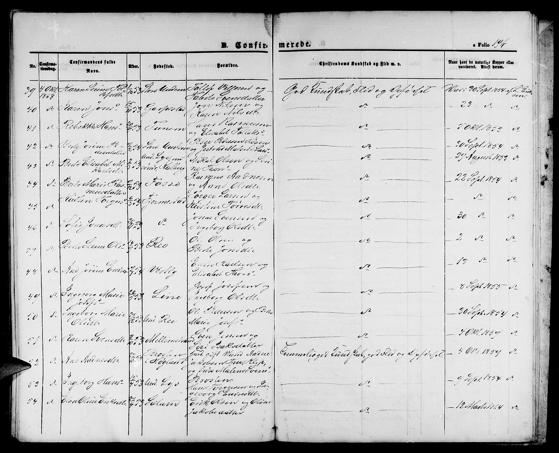 Lye sokneprestkontor, AV/SAST-A-101794/001/30BB/L0004: Parish register (copy) no. B 4, 1868-1878, p. 196