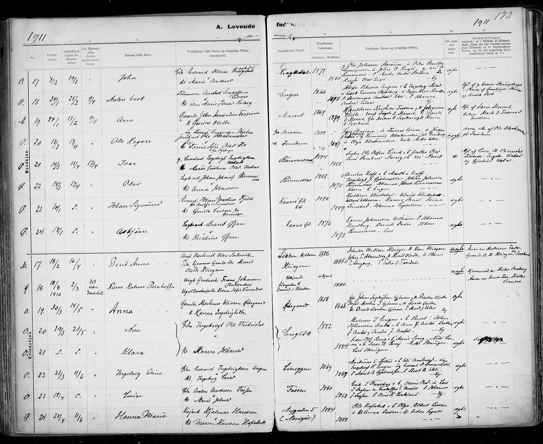 Ministerialprotokoller, klokkerbøker og fødselsregistre - Sør-Trøndelag, SAT/A-1456/668/L0811: Parish register (official) no. 668A11, 1894-1913, p. 173