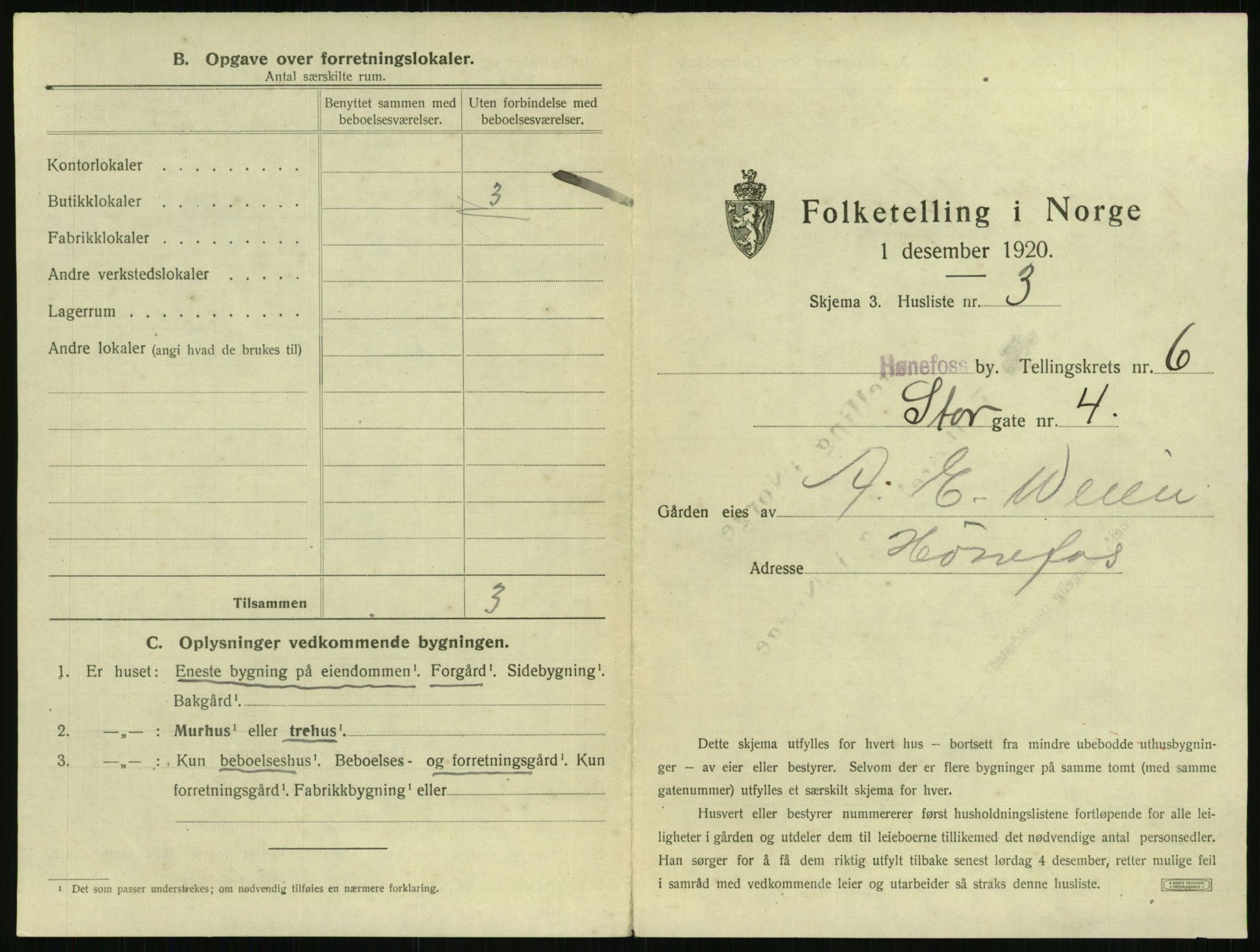 SAKO, 1920 census for Hønefoss, 1920, p. 568