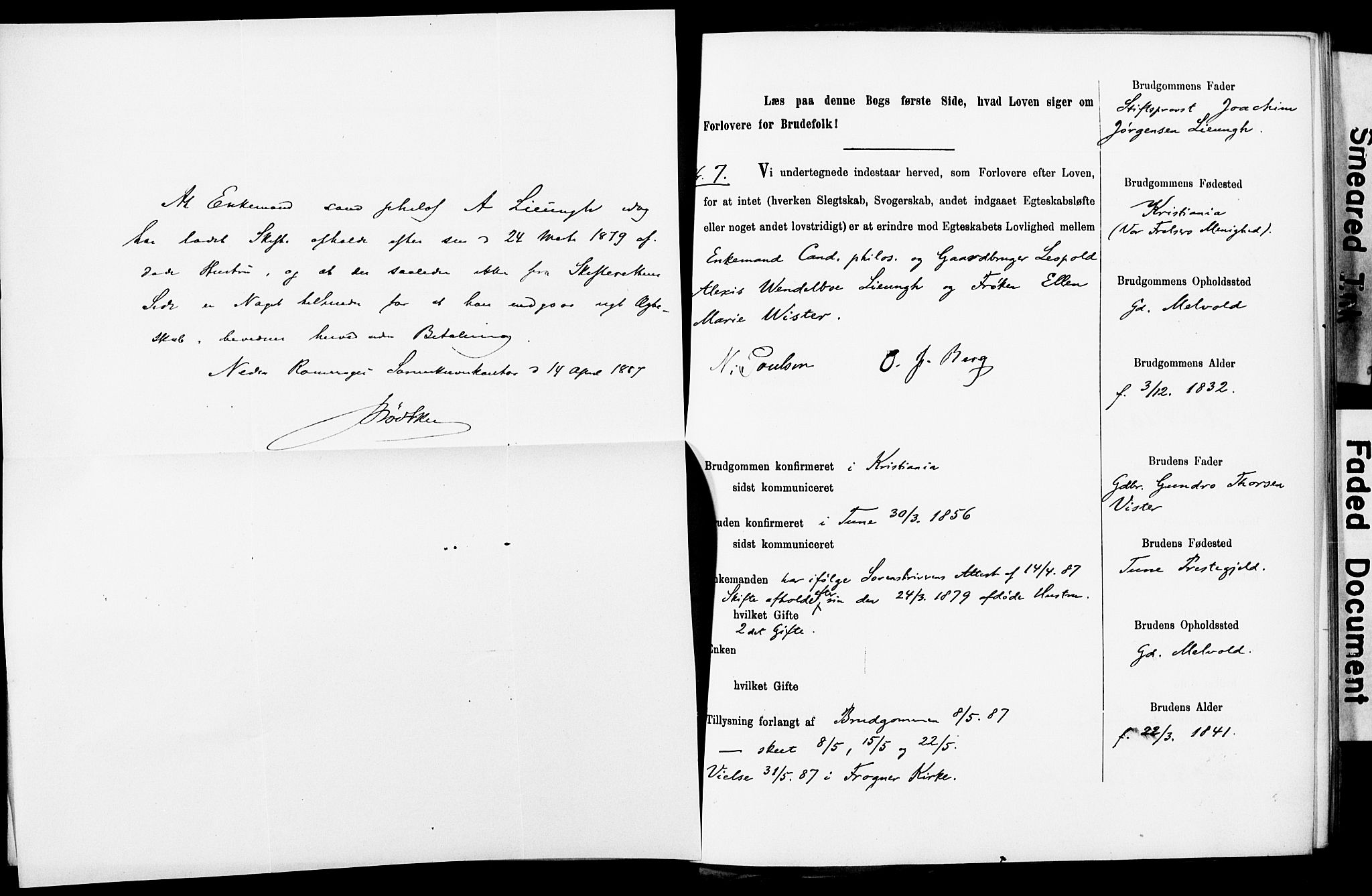 Sørum prestekontor Kirkebøker, AV/SAO-A-10303/H/Ha/L0001: Banns register no. 1, 1887-1890