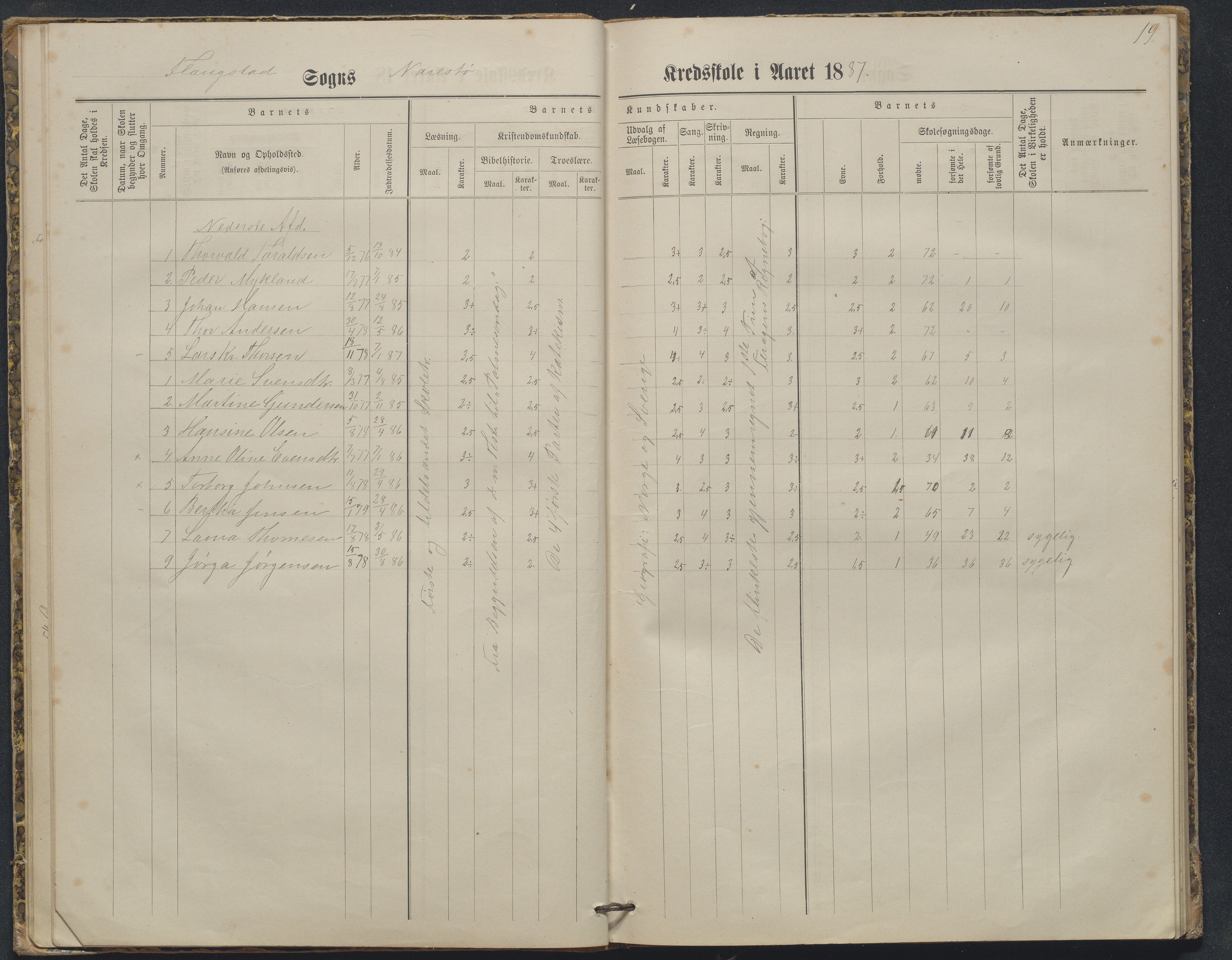 Flosta kommune, Narestø skole, AAKS/KA0916-550c/F2/L0003: Skoleprotokoll, 1880-1927, p. 19