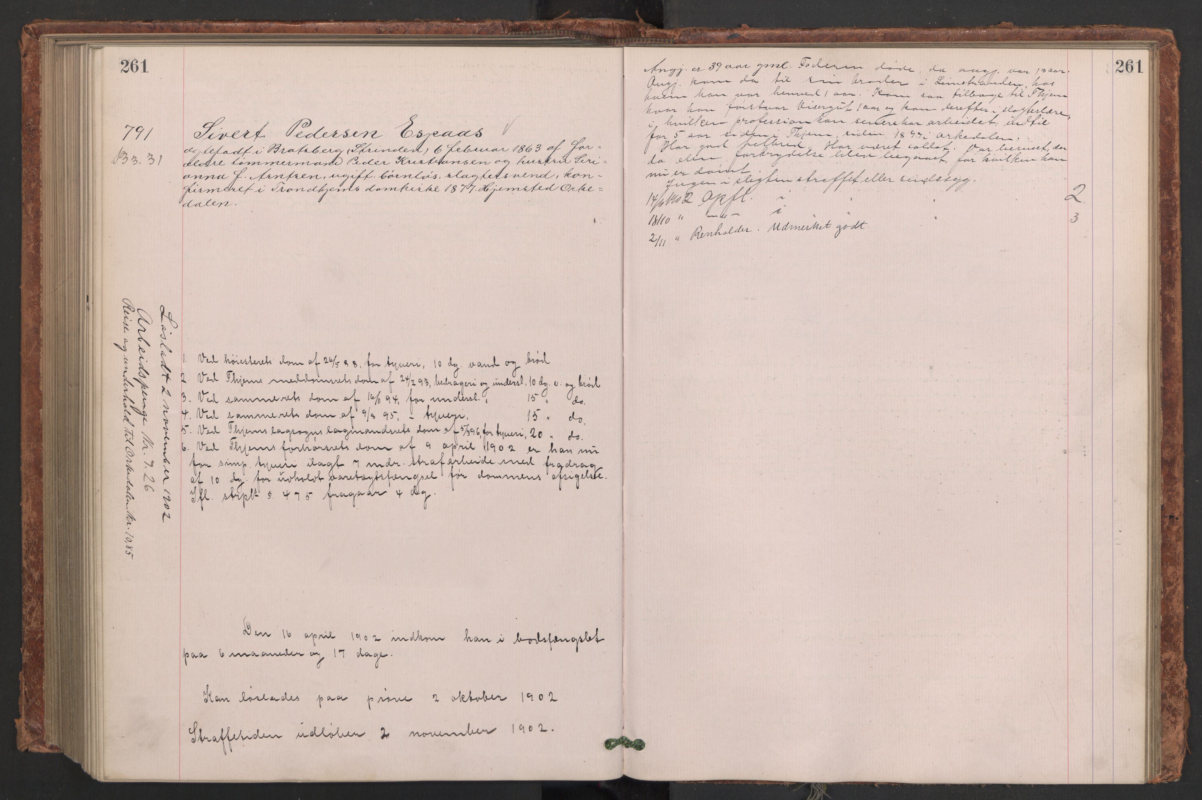 Botsfengslet, AV/RA-S-1539/D/Db/Dbb/L0036: 531k - 825k, 1901-1902, p. 261