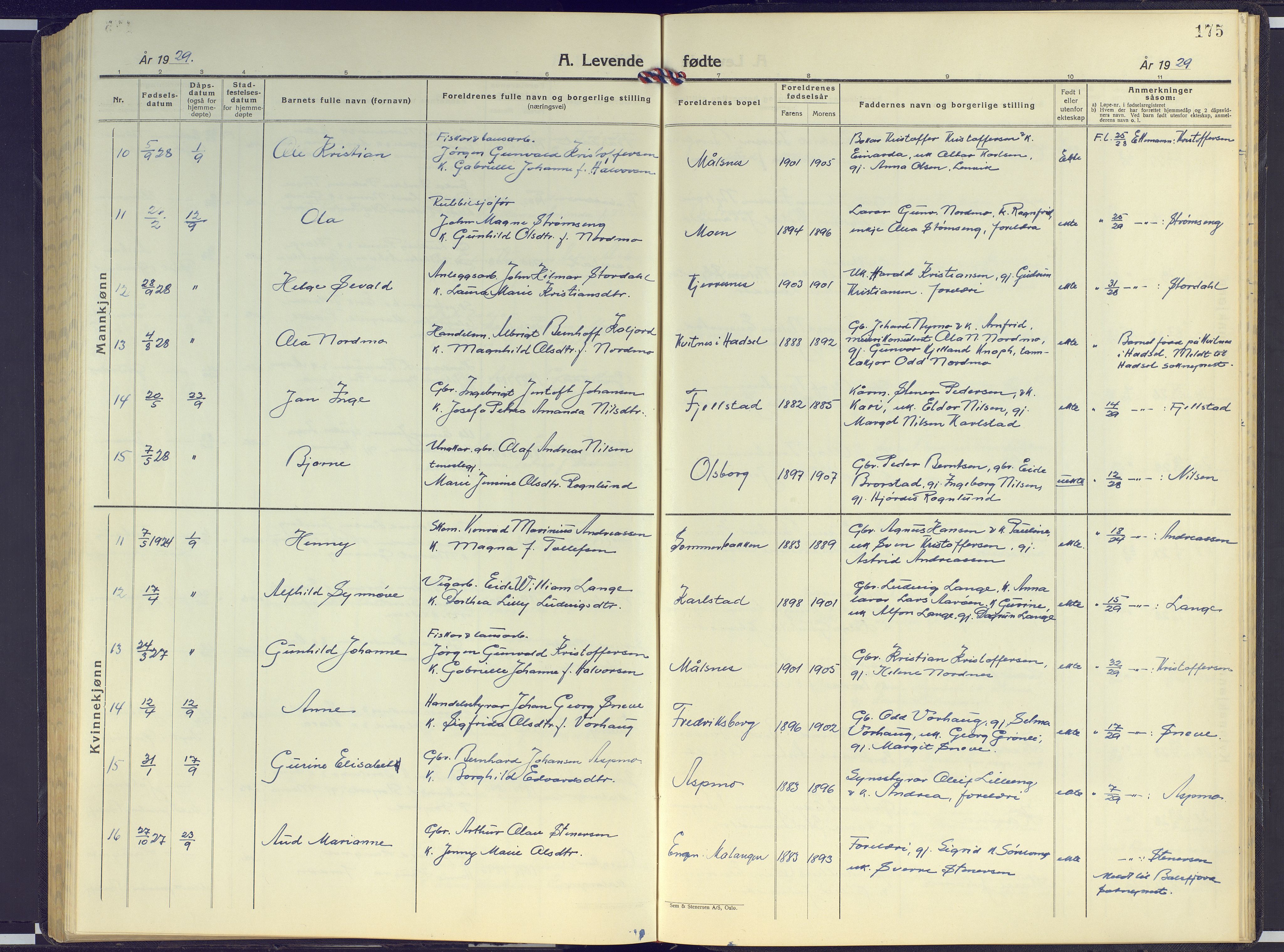 Målselv sokneprestembete, AV/SATØ-S-1311/G/Ga/Gab/L0005klokker: Parish register (copy) no. 5, 1901-1932, p. 175