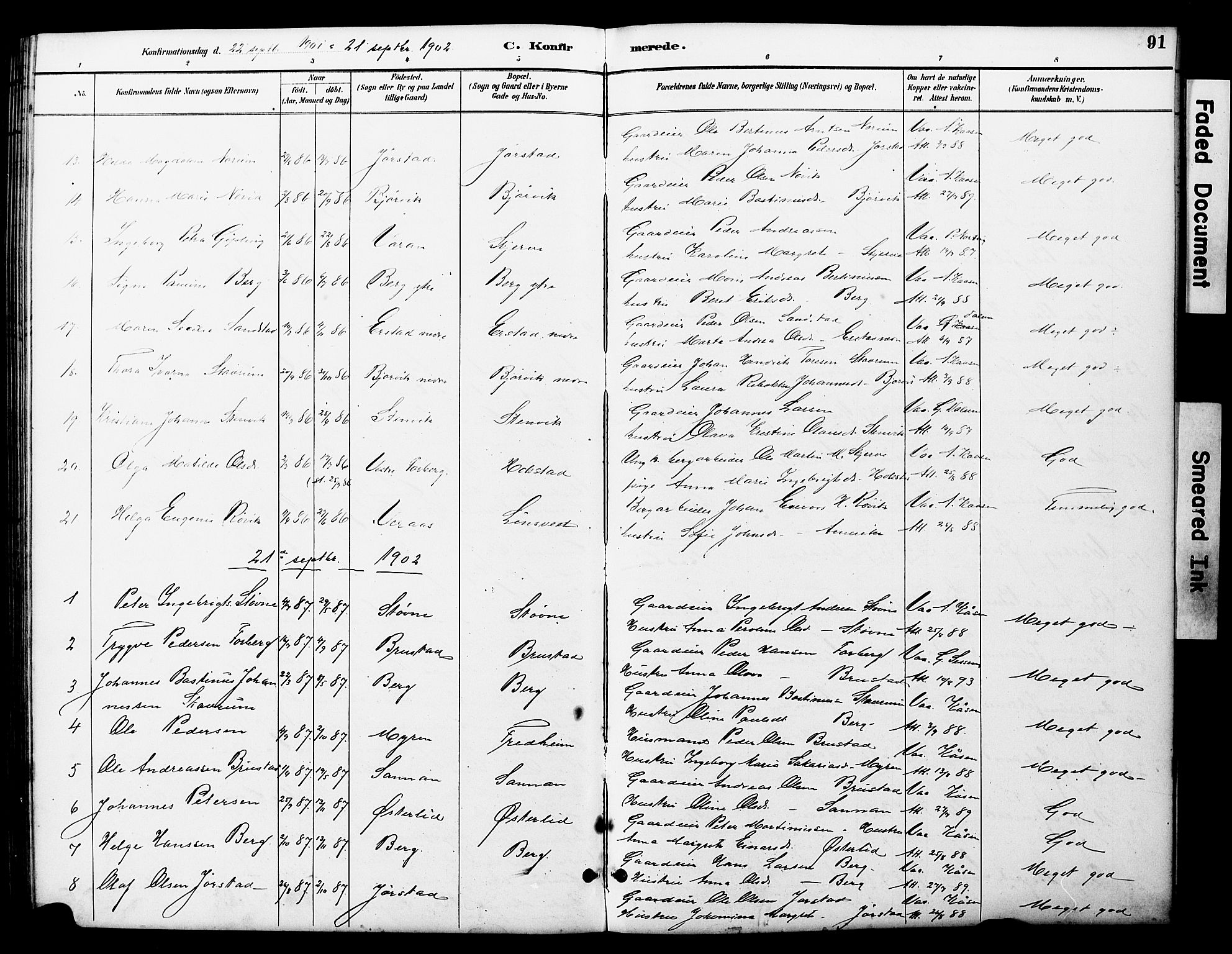 Ministerialprotokoller, klokkerbøker og fødselsregistre - Nord-Trøndelag, AV/SAT-A-1458/722/L0226: Parish register (copy) no. 722C02, 1889-1927, p. 91