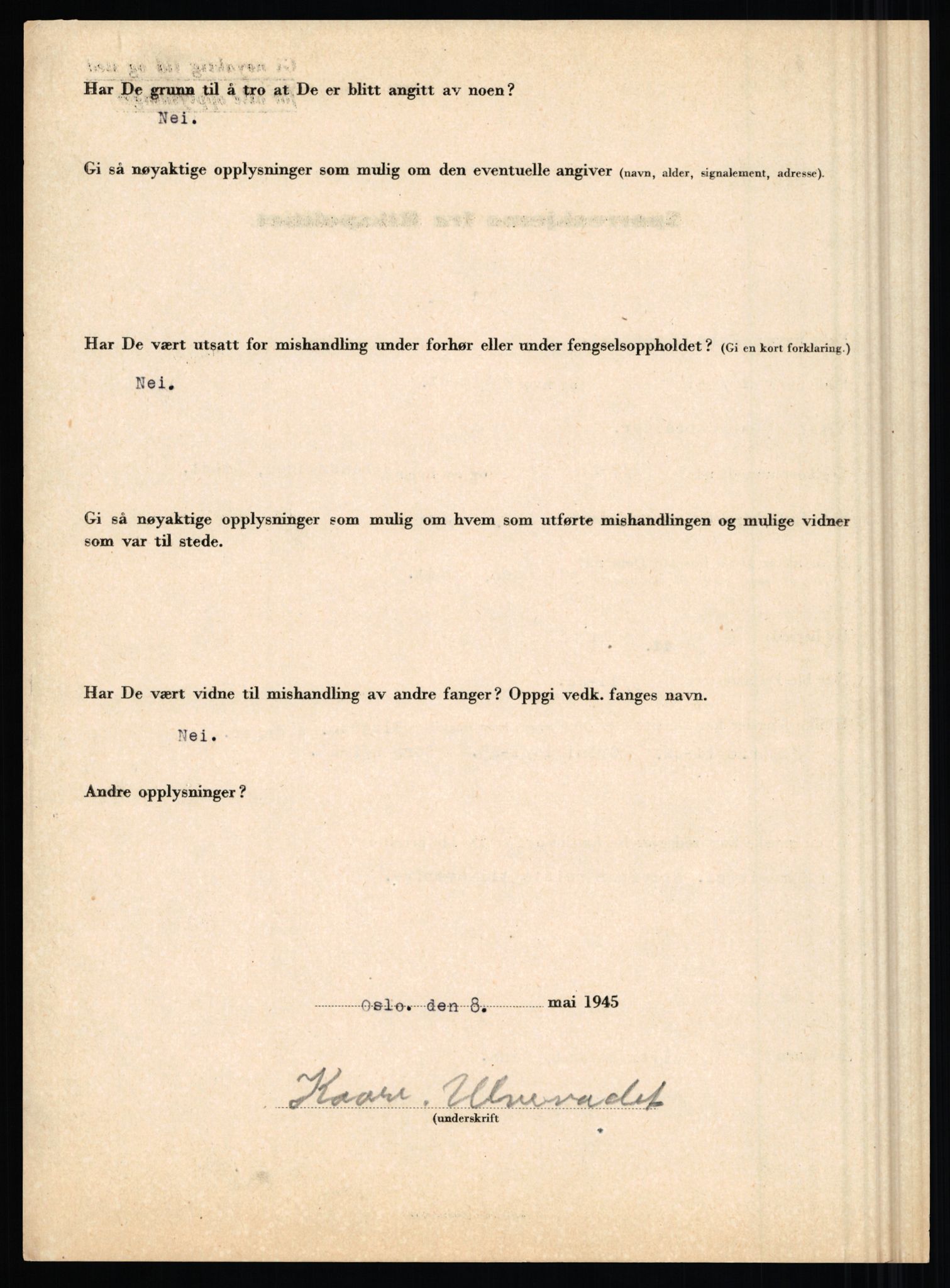 Rikspolitisjefen, AV/RA-S-1560/L/L0017: Tidemann, Hermann G. - Veum, Tjostolv, 1940-1945, p. 745