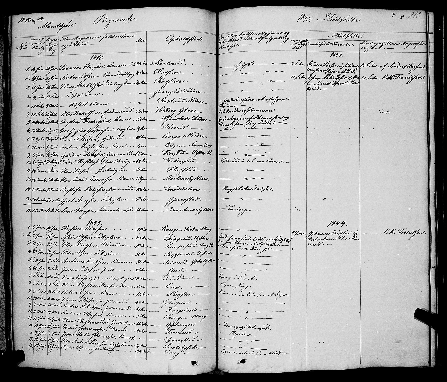 Skiptvet prestekontor Kirkebøker, AV/SAO-A-20009/F/Fa/L0006: Parish register (official) no. 6, 1839-1860, p. 210