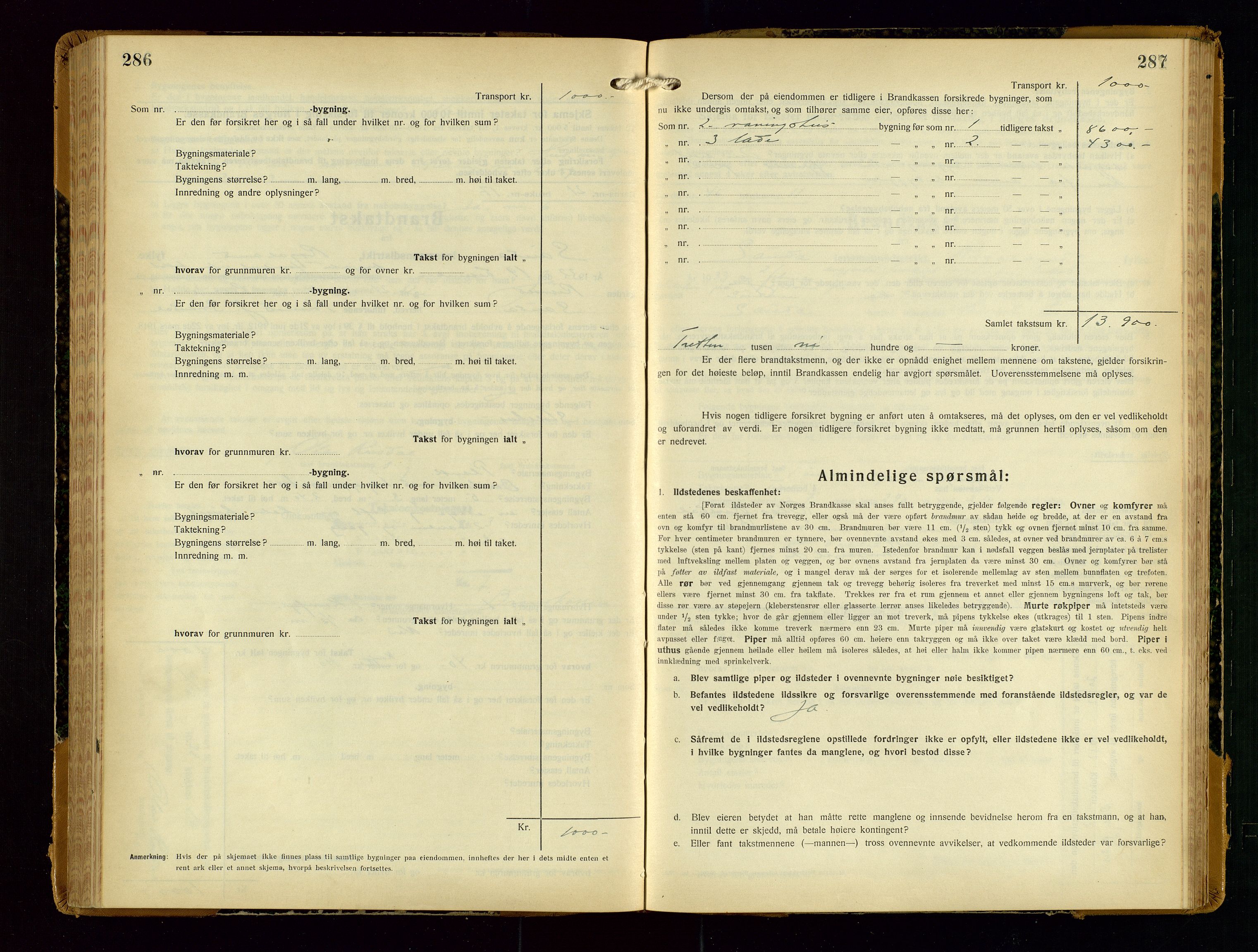 Sauda lensmannskontor, SAST/A-100177/Gob/L0003: Branntakstprotokoll - skjematakst, 1928-1936, p. 286-287