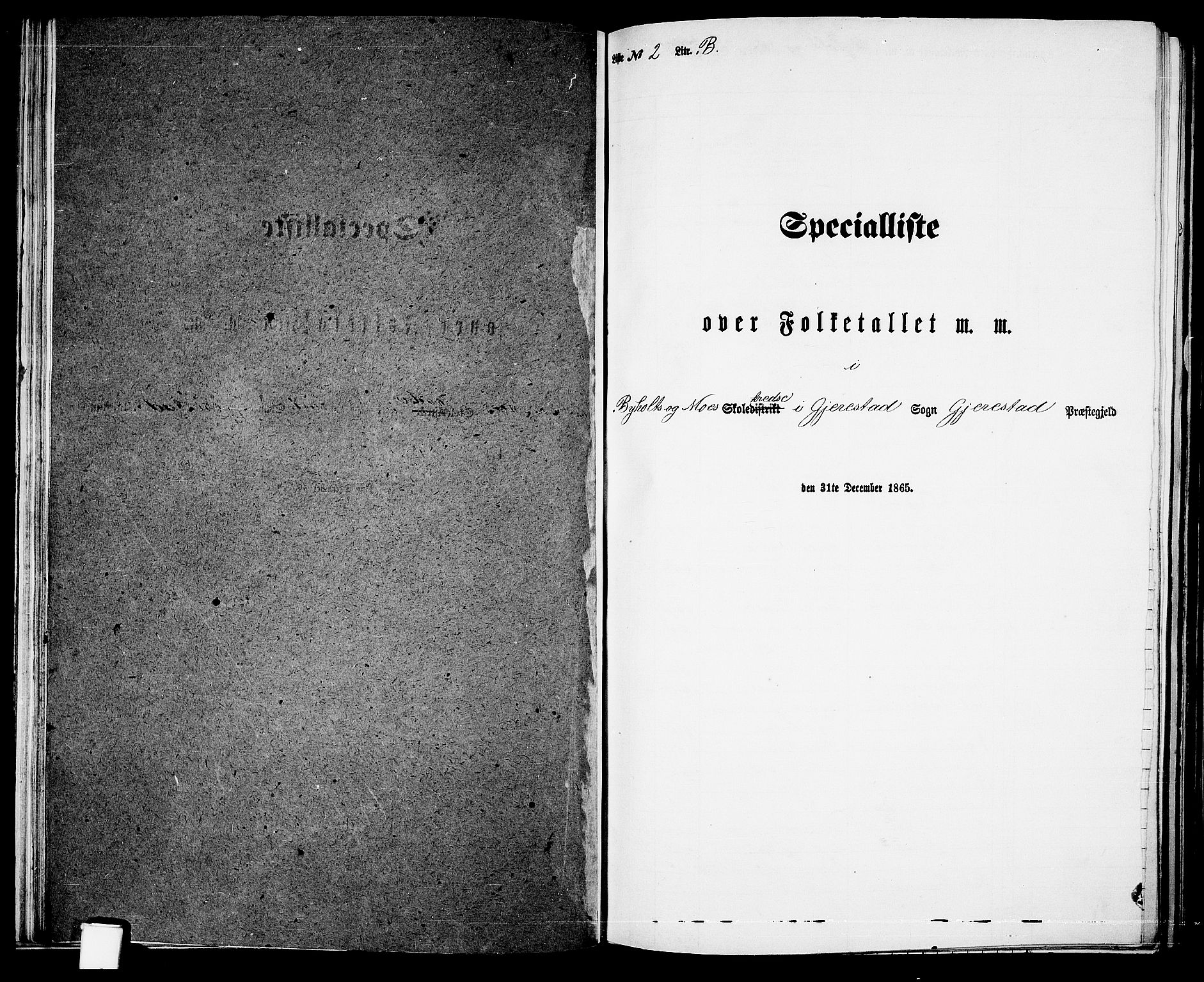 RA, 1865 census for Gjerstad, 1865, p. 45