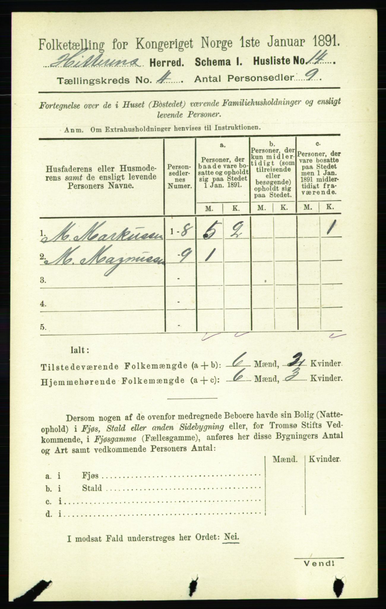 RA, 1891 census for 1617 Hitra, 1891, p. 734