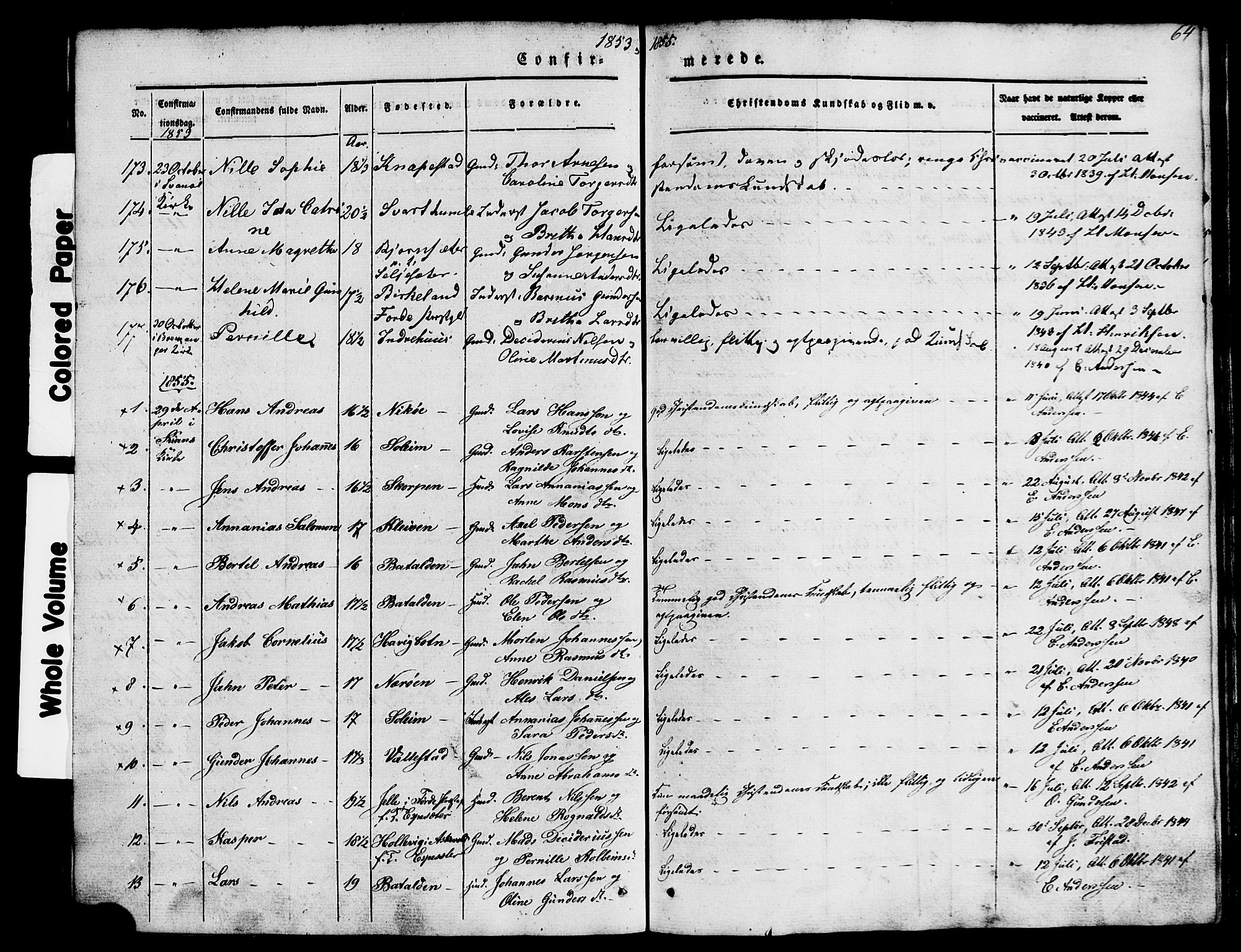 Kinn sokneprestembete, AV/SAB-A-80801/H/Haa/Haaa/L0007: Parish register (official) no. A 7, 1841-1858, p. 64