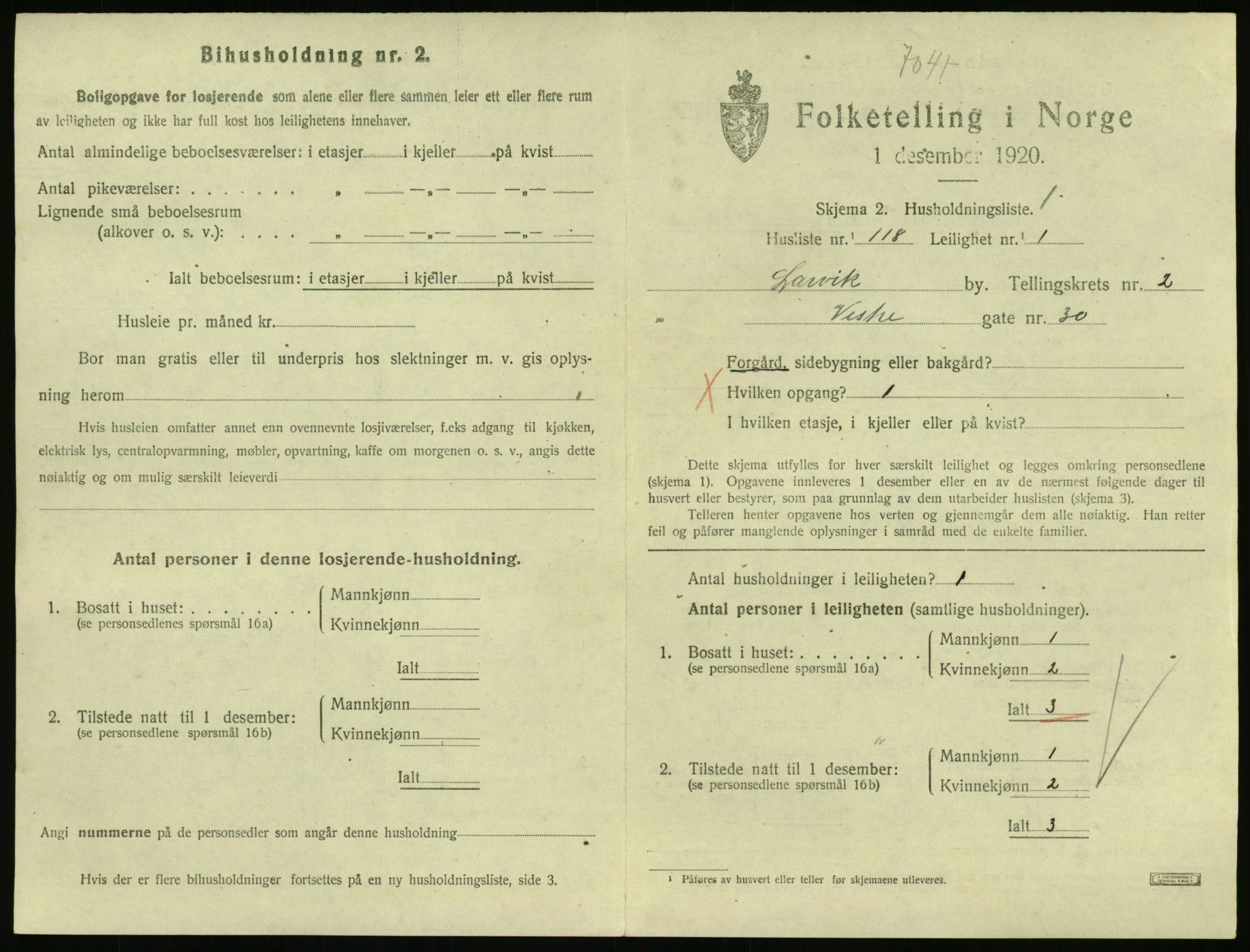 SAKO, 1920 census for Larvik, 1920, p. 3826