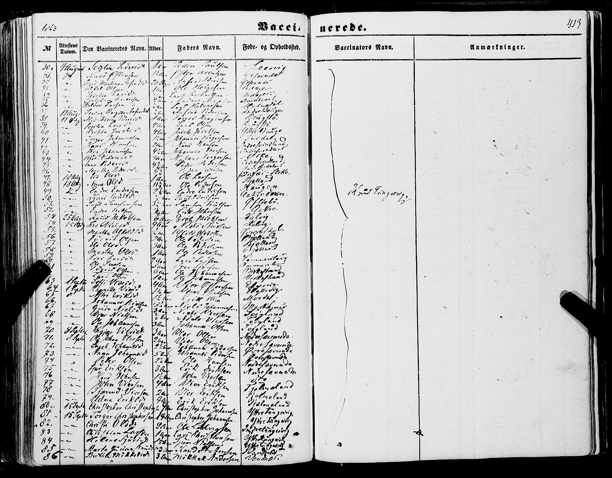 Skånevik sokneprestembete, AV/SAB-A-77801/H/Haa: Parish register (official) no. A 5II, 1848-1869, p. 413